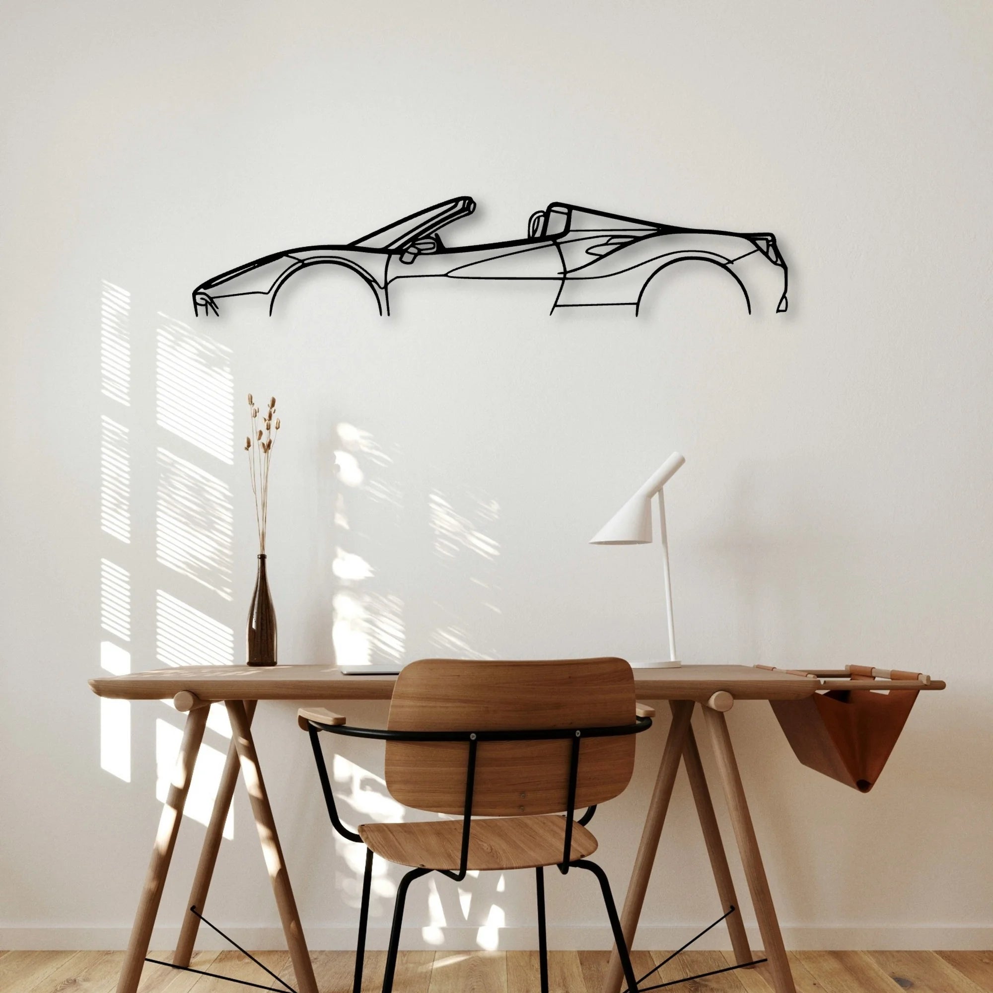 488 Spider Classic Silhouette Metal Wall Art - Automotive Garage Decor