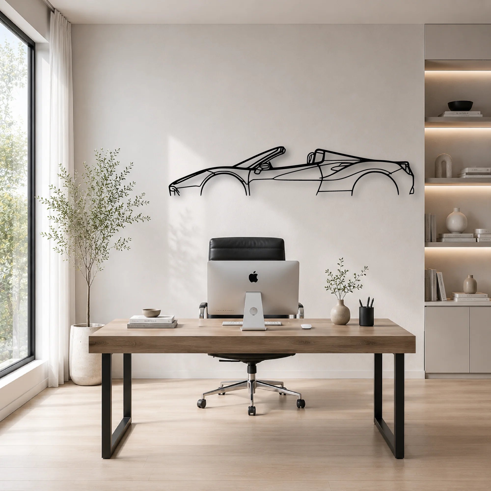 488 Spider Classic Silhouette Metal Wall Art - Automotive Garage Decor