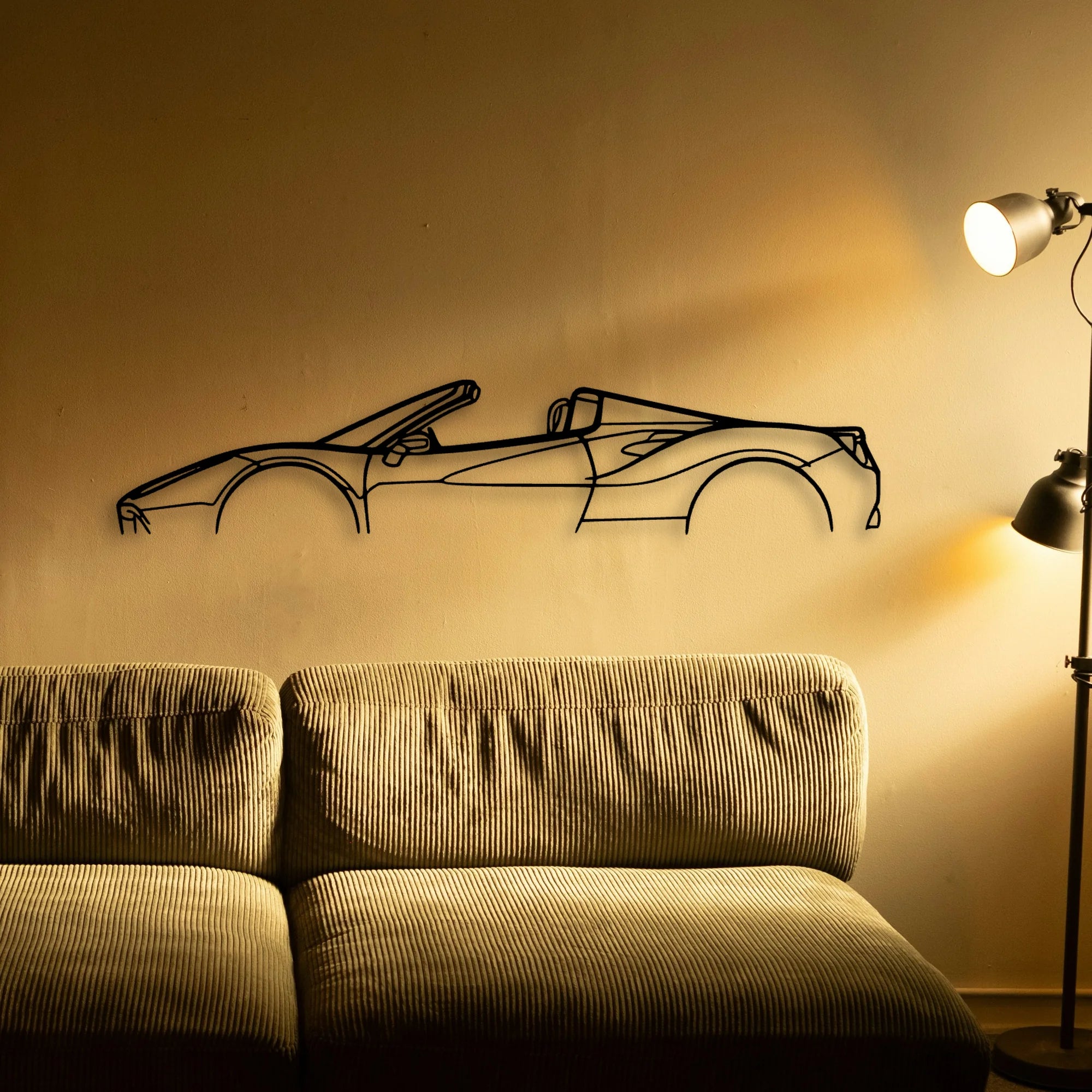 488 Spider Classic Silhouette Metal Wall Art - Automotive Garage Decor