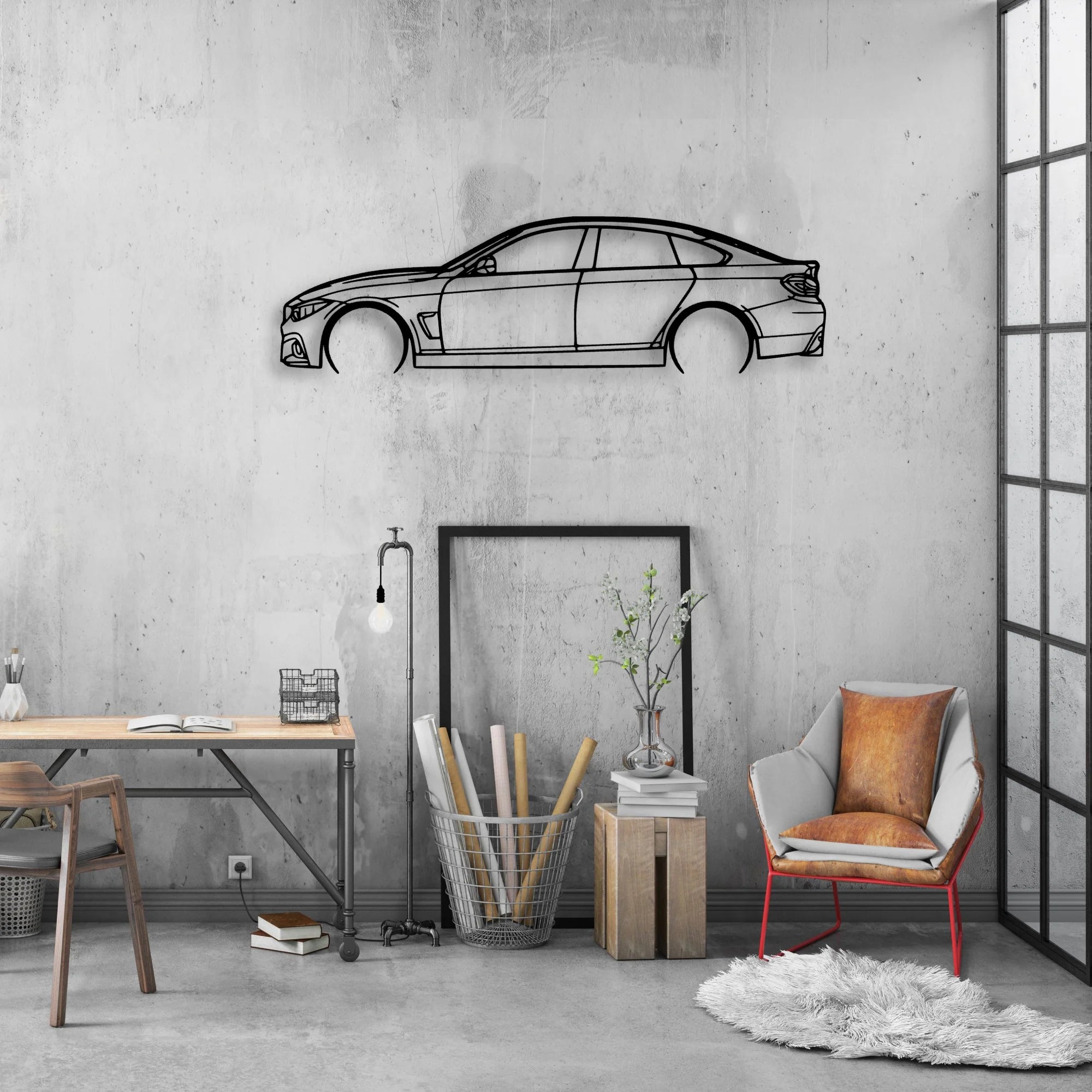4 Series Gran Coupe 2019 Classic Silhouette Metal Wall Art - Automotive Garage Decor
