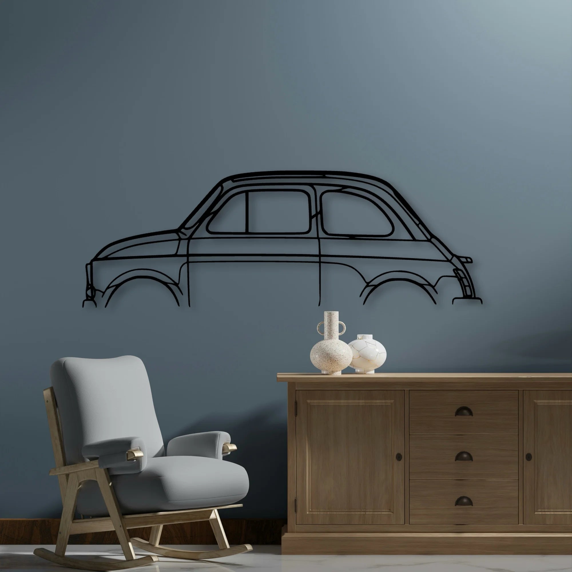 500 1971 Classic Silhouette Metal Wall Art - Automotive Garage Decor