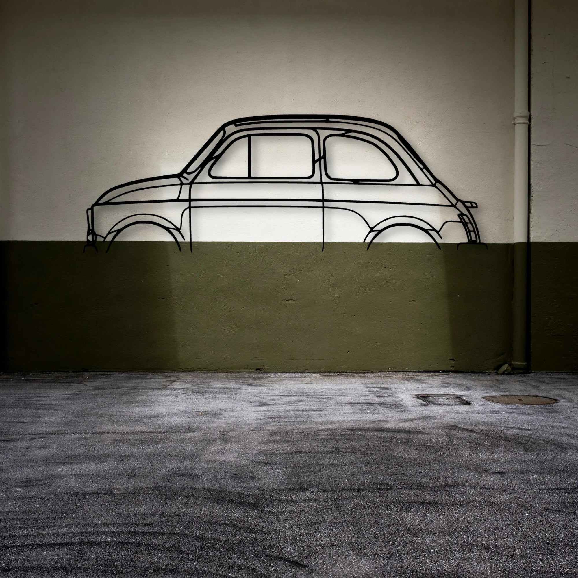 500 1971 Classic Silhouette Metal Wall Art - Automotive Garage Decor