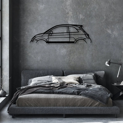500 Abarth Classic Silhouette Metal Wall Art - Automotive Garage Decor