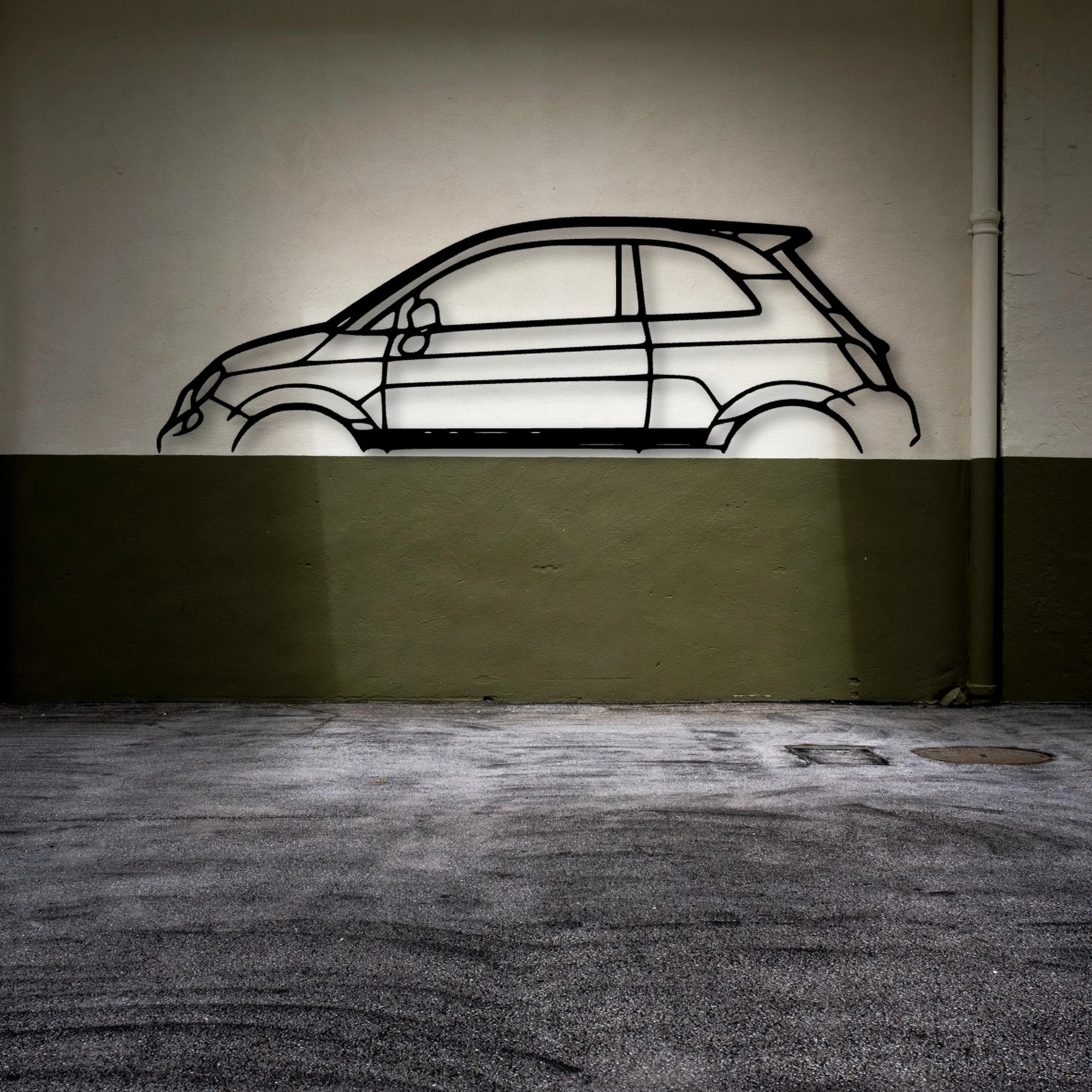 500 Abarth Classic Silhouette Metal Wall Art - Automotive Garage Decor