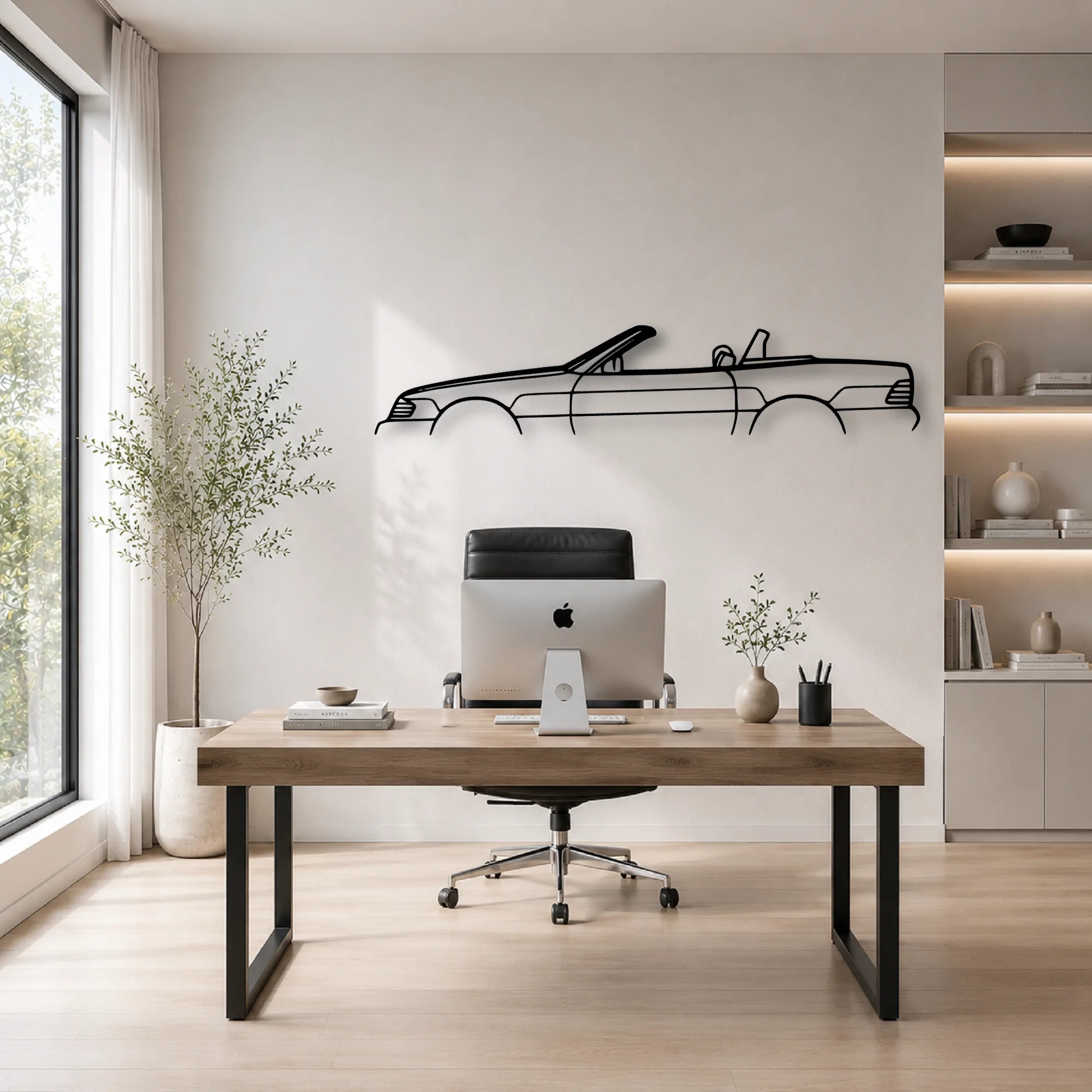 500 SL 1991 Classic Silhouette Metal Wall Art - Automotive Garage Decor