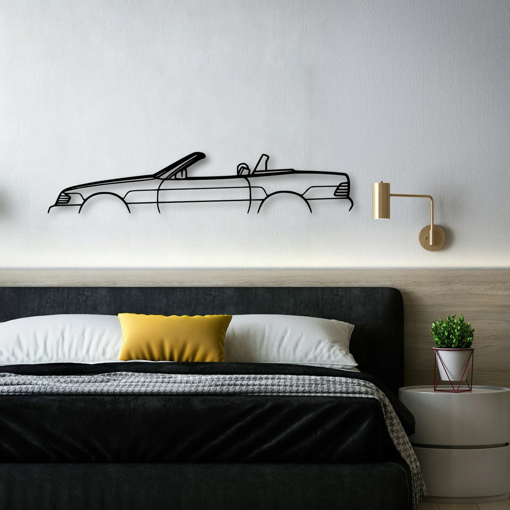 500 SL 1991 Classic Silhouette Metal Wall Art - Automotive Garage Decor