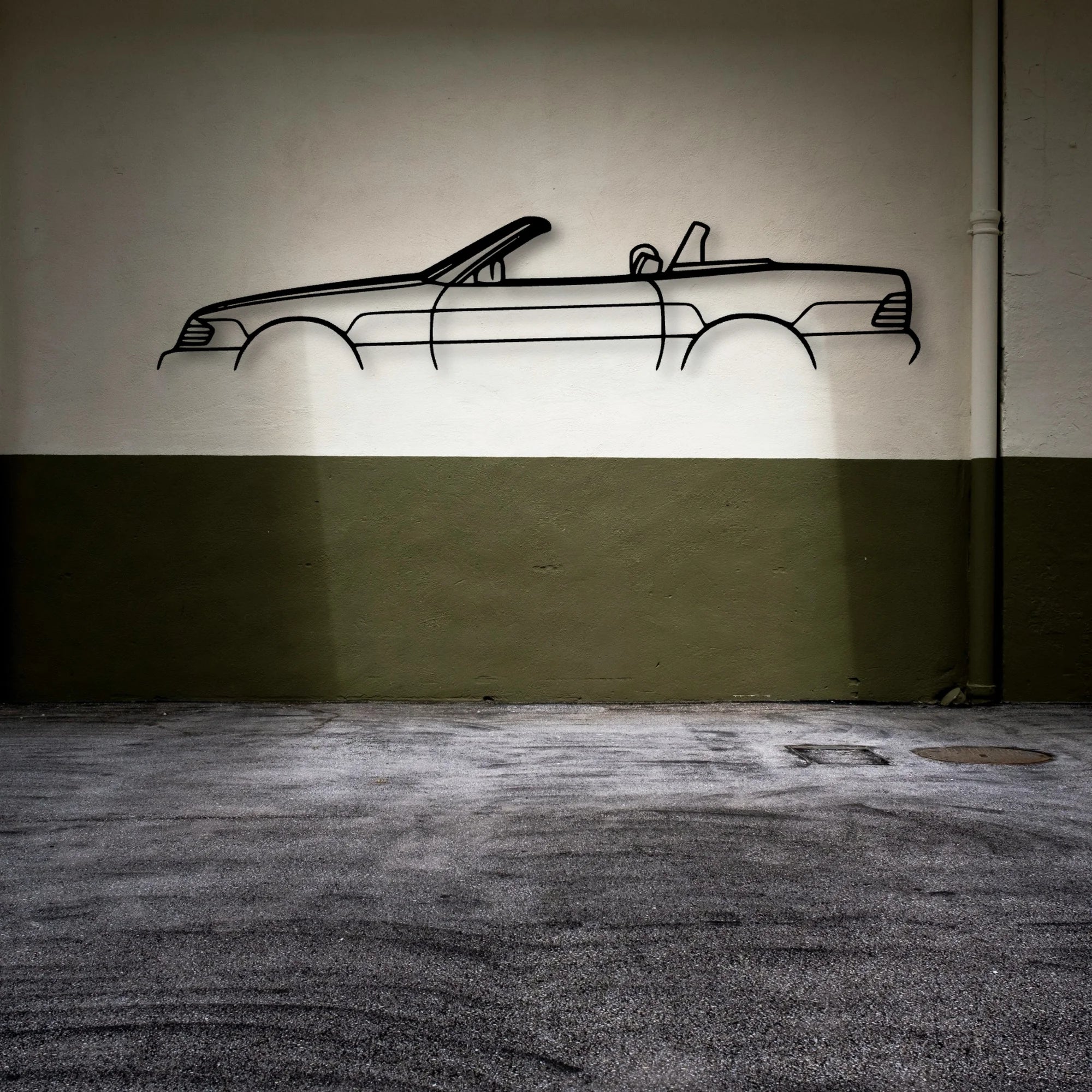 500 SL 1991 Classic Silhouette Metal Wall Art - Automotive Garage Decor
