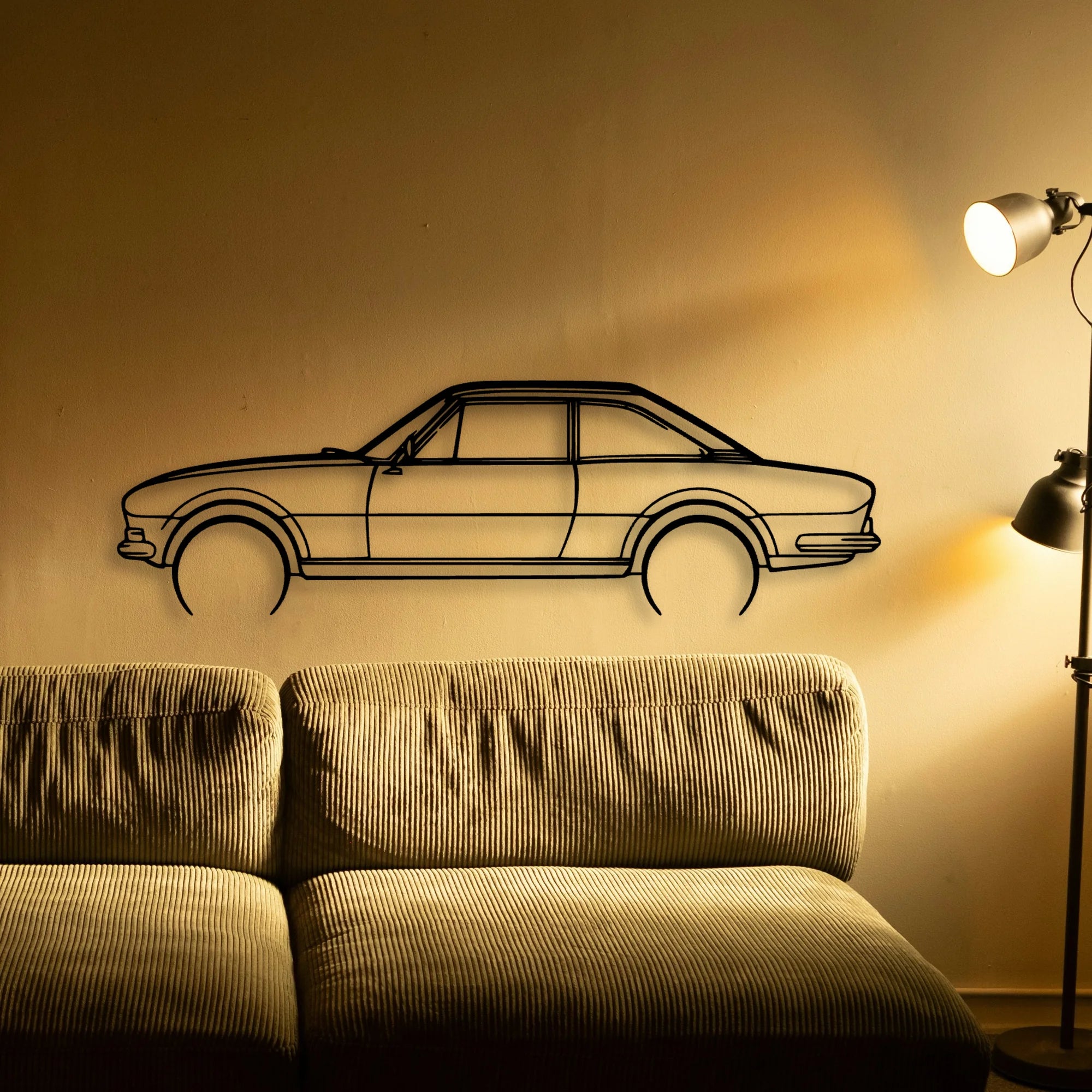 504 Coupe 1969 Classic Silhouette Metal Wall Art - Automotive Garage Decor