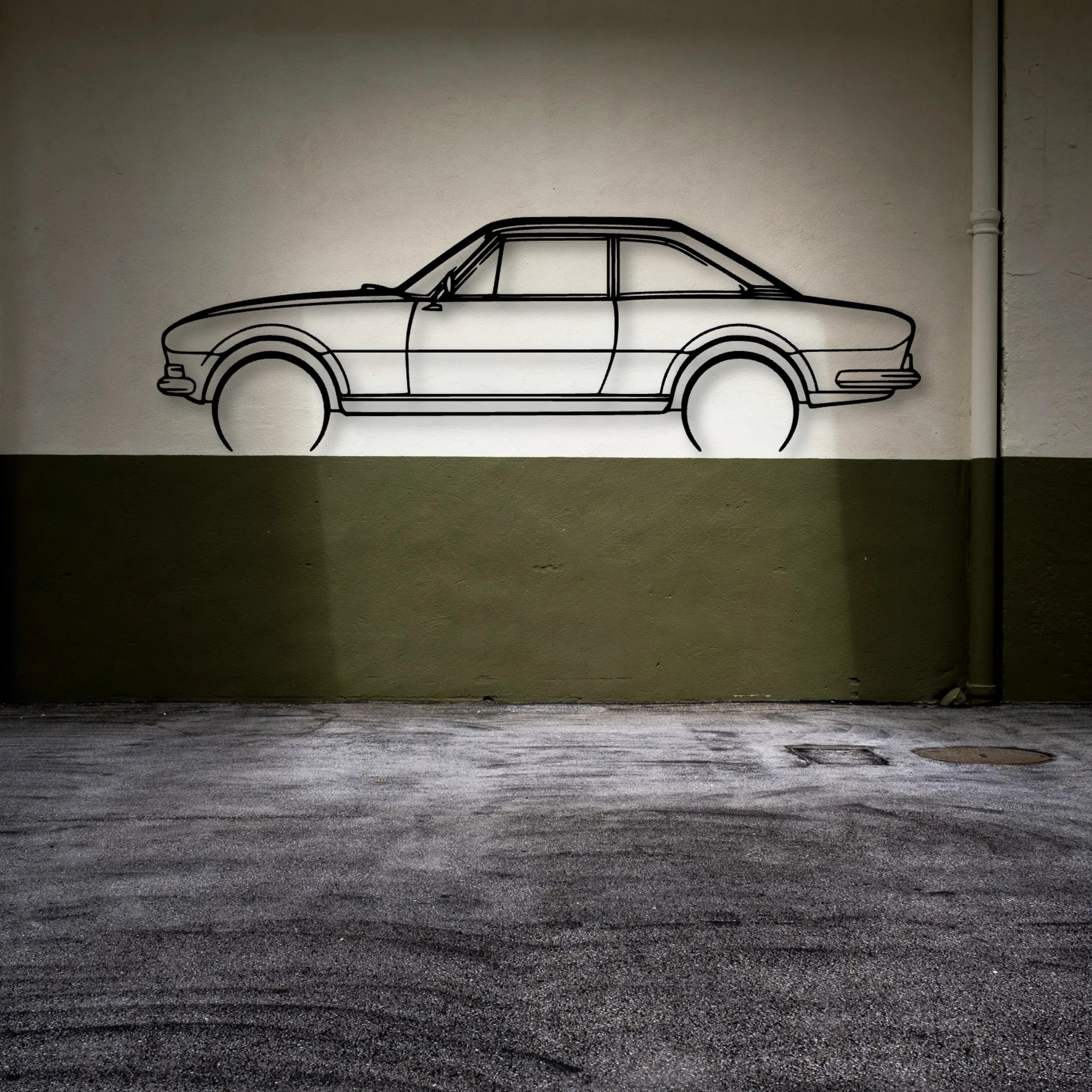 504 Coupe 1969 Classic Silhouette Metal Wall Art - Automotive Garage Decor