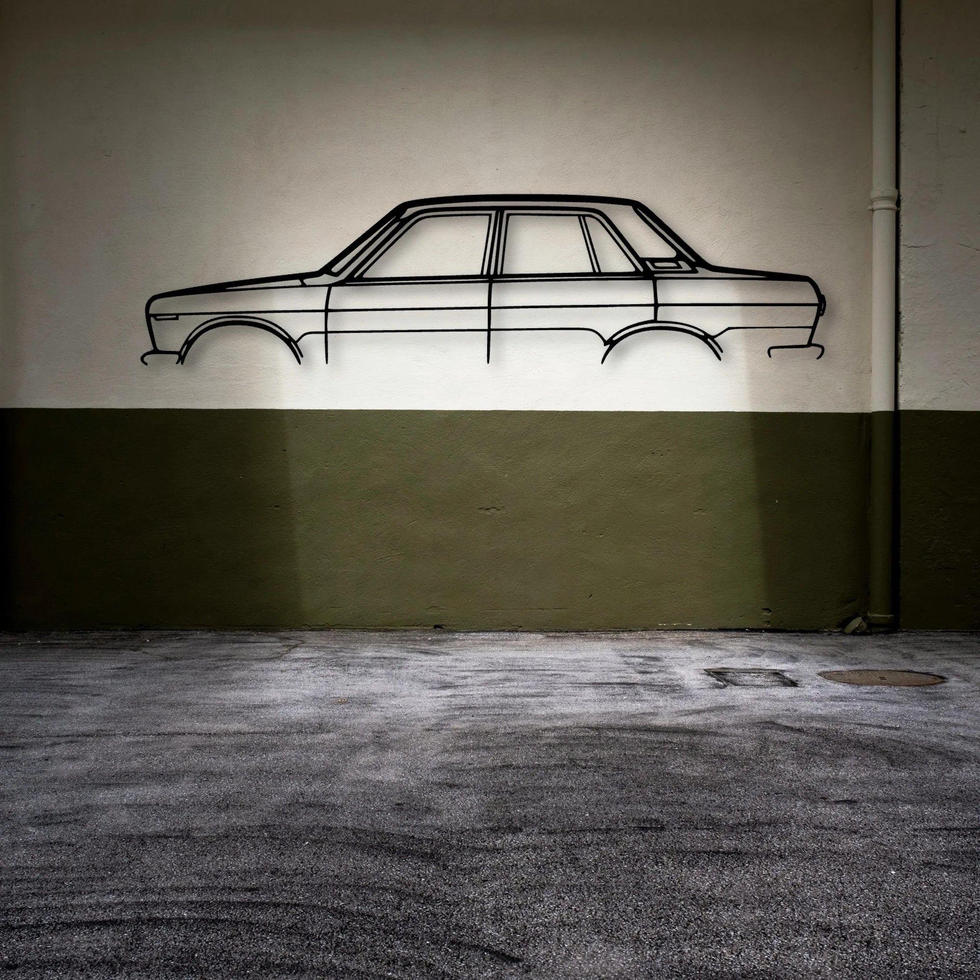 510 1970 Classic Silhouette Metal Wall Art - Automotive Garage Decor
