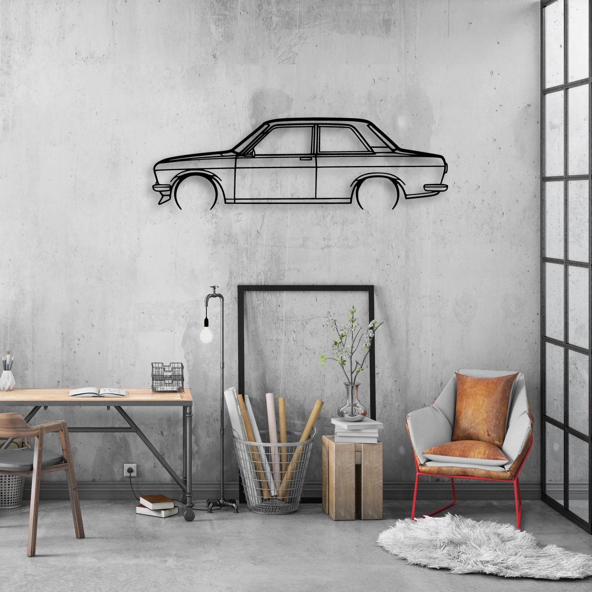510 1972 Classic Silhouette Metal Wall Art - Automotive Garage Decor