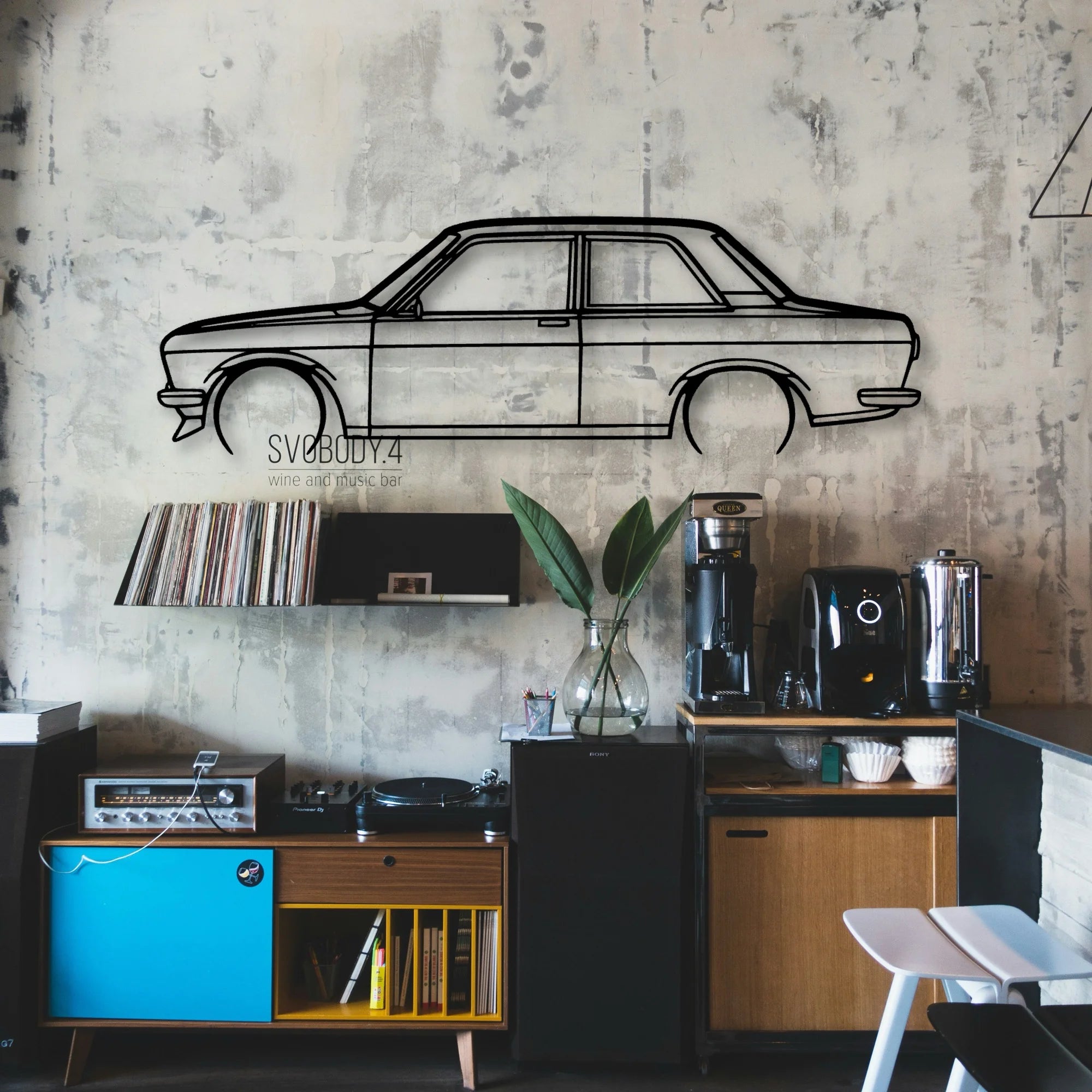 510 1972 Classic Silhouette Metal Wall Art - Automotive Garage Decor