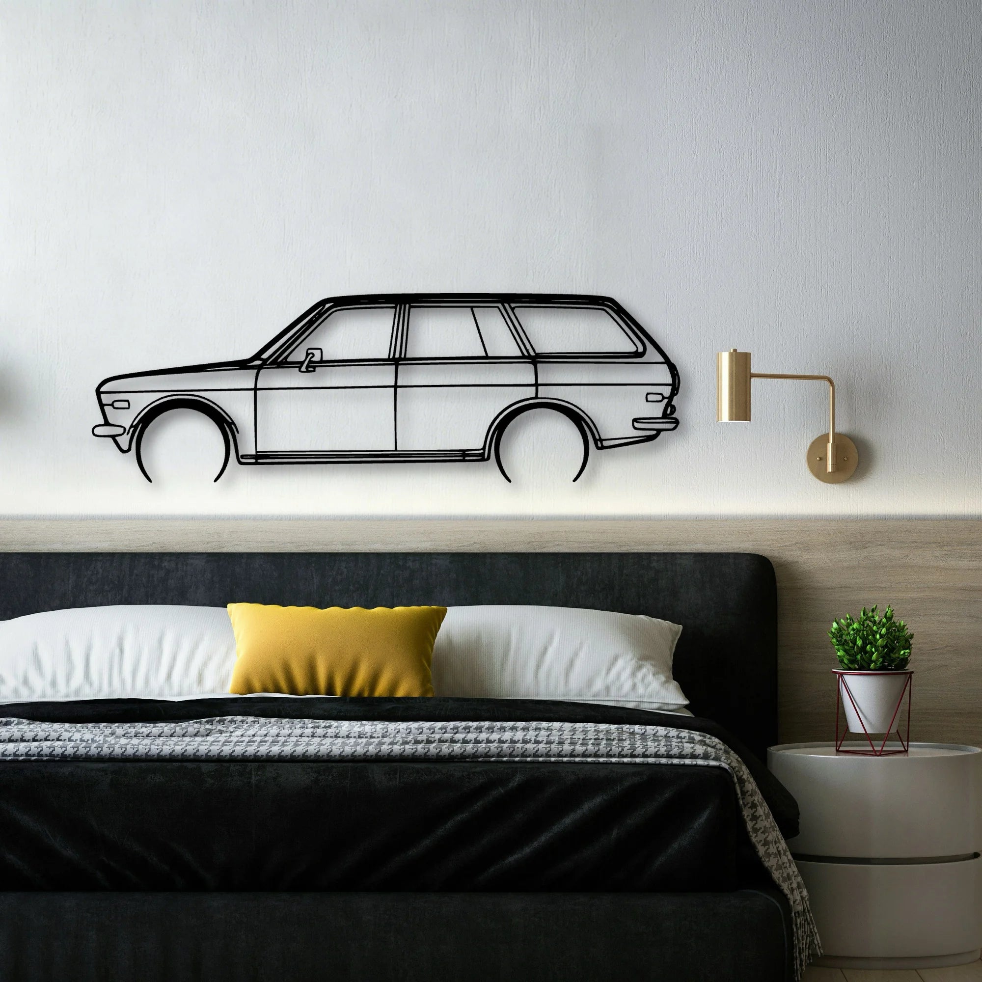 510 1972 Wagon Classic Silhouette Metal Wall Art - Automotive Garage Decor