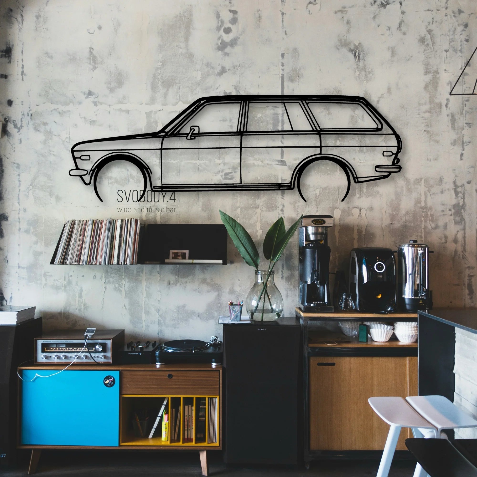 510 1972 Wagon Classic Silhouette Metal Wall Art - Automotive Garage Decor