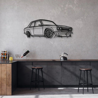 510 1973 Angle Classic Silhouette Metal Wall Art - Automotive Garage Decor