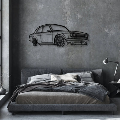 510 1973 Angle Classic Silhouette Metal Wall Art - Automotive Garage Decor