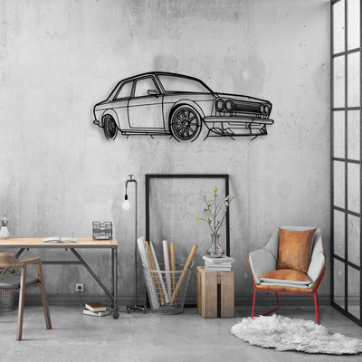 510 1973 Angle Classic Silhouette Metal Wall Art - Automotive Garage Decor