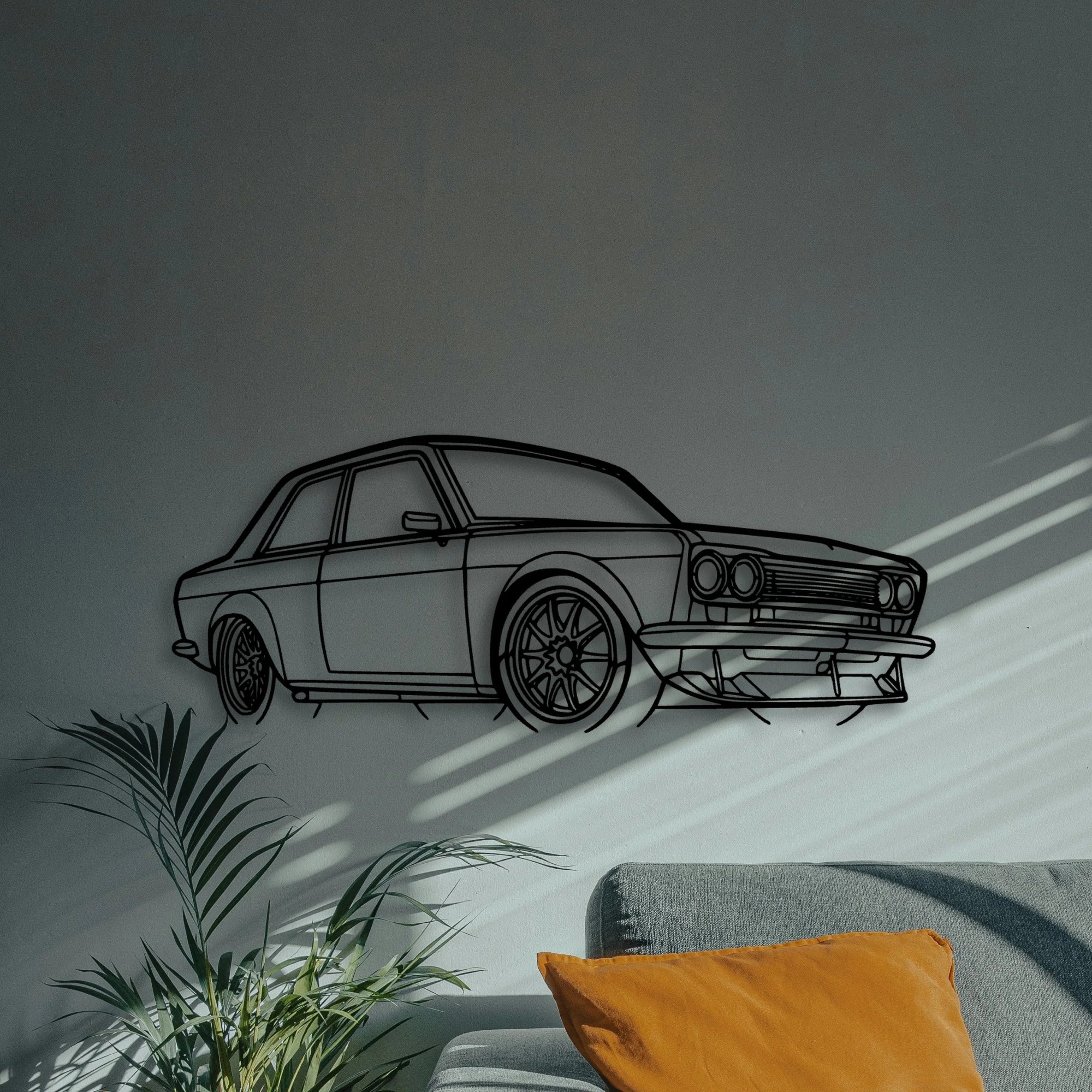 510 1973 Angle Classic Silhouette Metal Wall Art - Automotive Garage Decor
