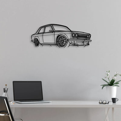 510 1973 Angle Classic Silhouette Metal Wall Art - Automotive Garage Decor
