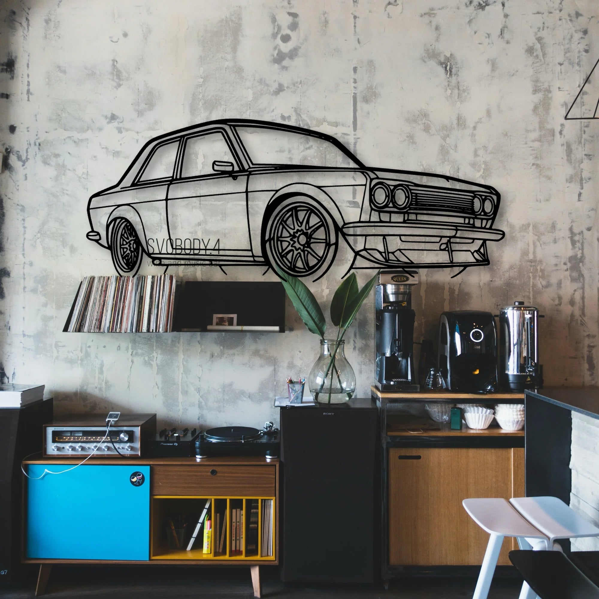 510 1973 Angle Classic Silhouette Metal Wall Art - Automotive Garage Decor
