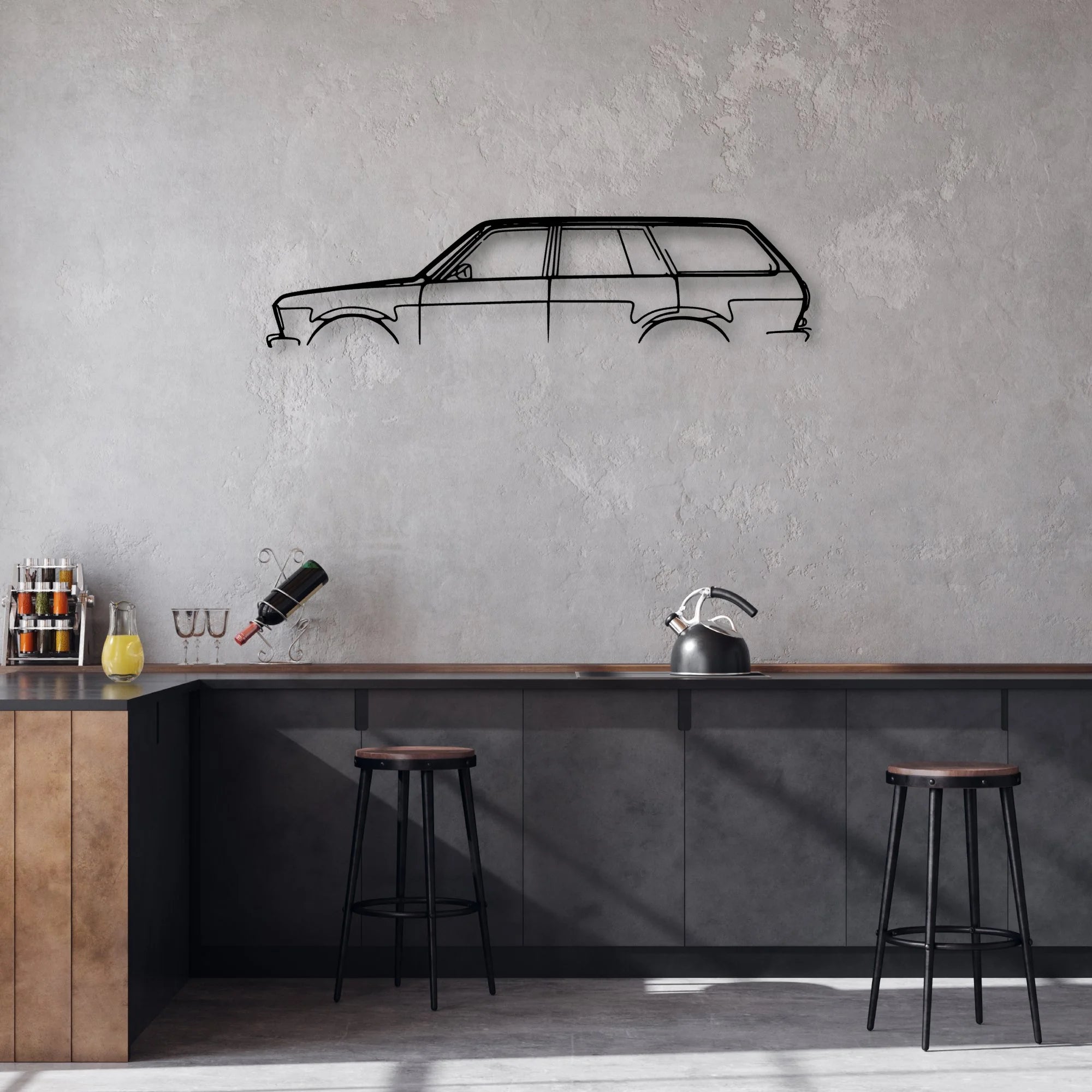 510 Wagon 1972 Classic Silhouette Metal Wall Art - Automotive Garage Decor