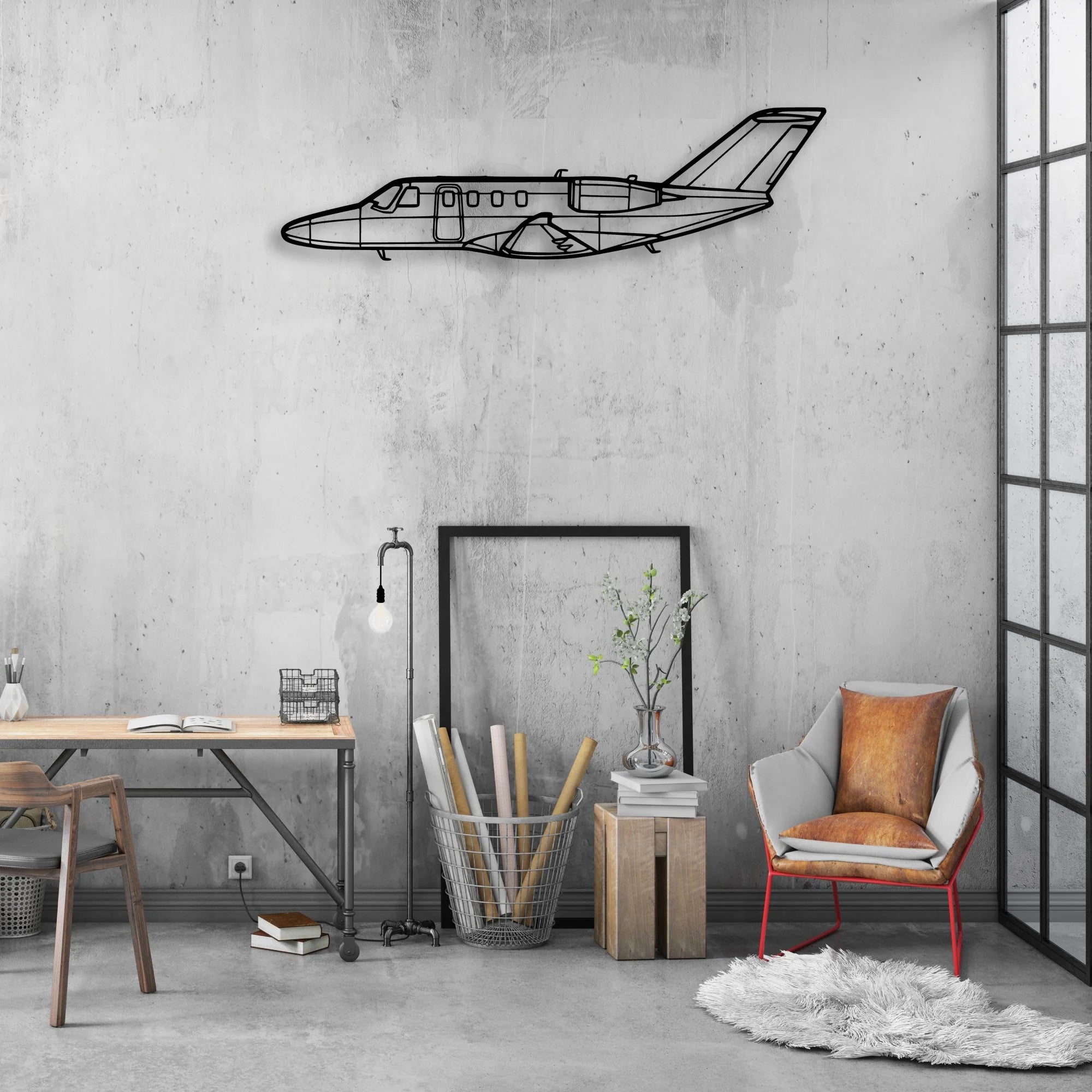 525B CJ3 Classic Aircraft Silhouette Metal Wall Art - Aviation Hangar Decor