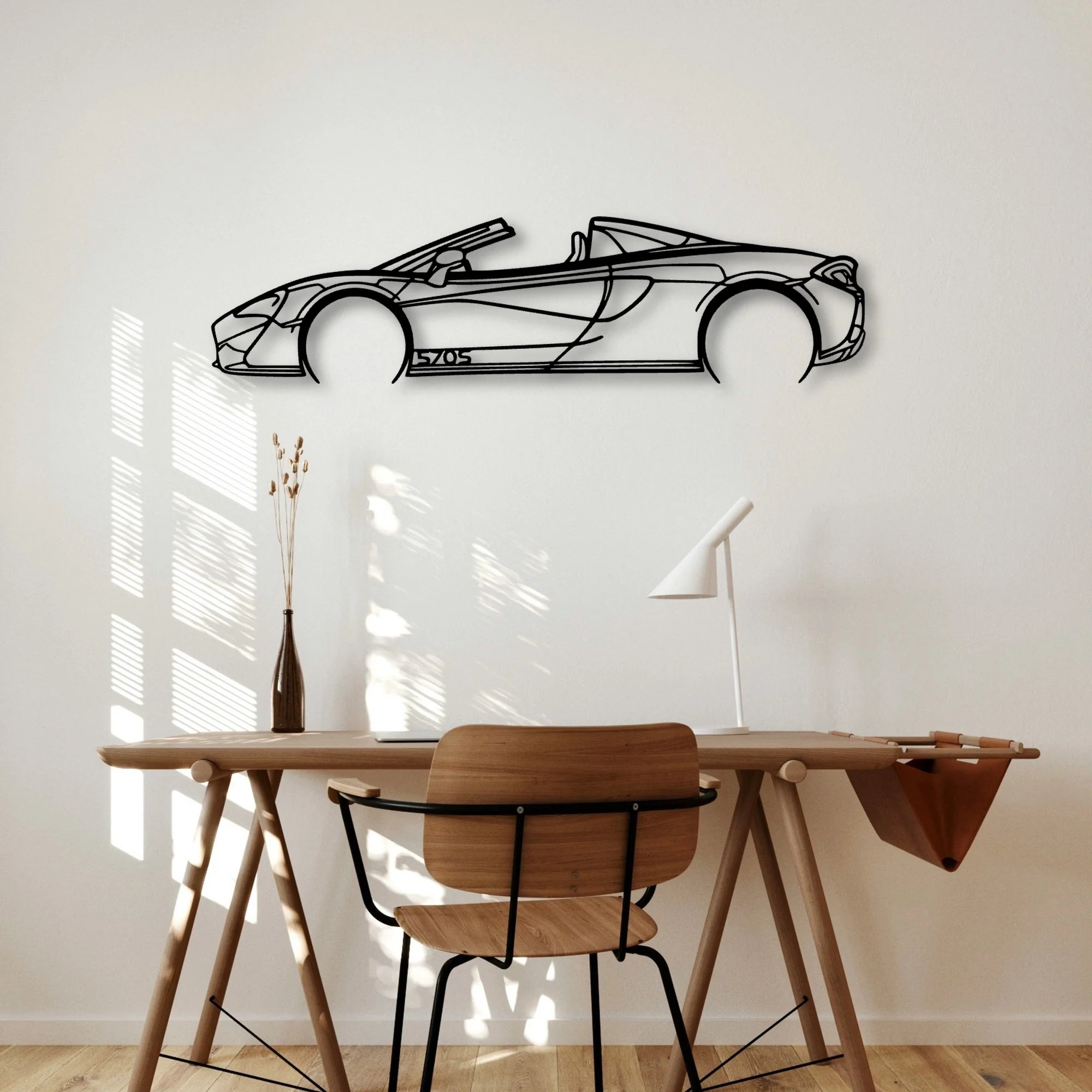 570S Convertible Classic Silhouette Metal Wall Art - Automotive Garage Decor