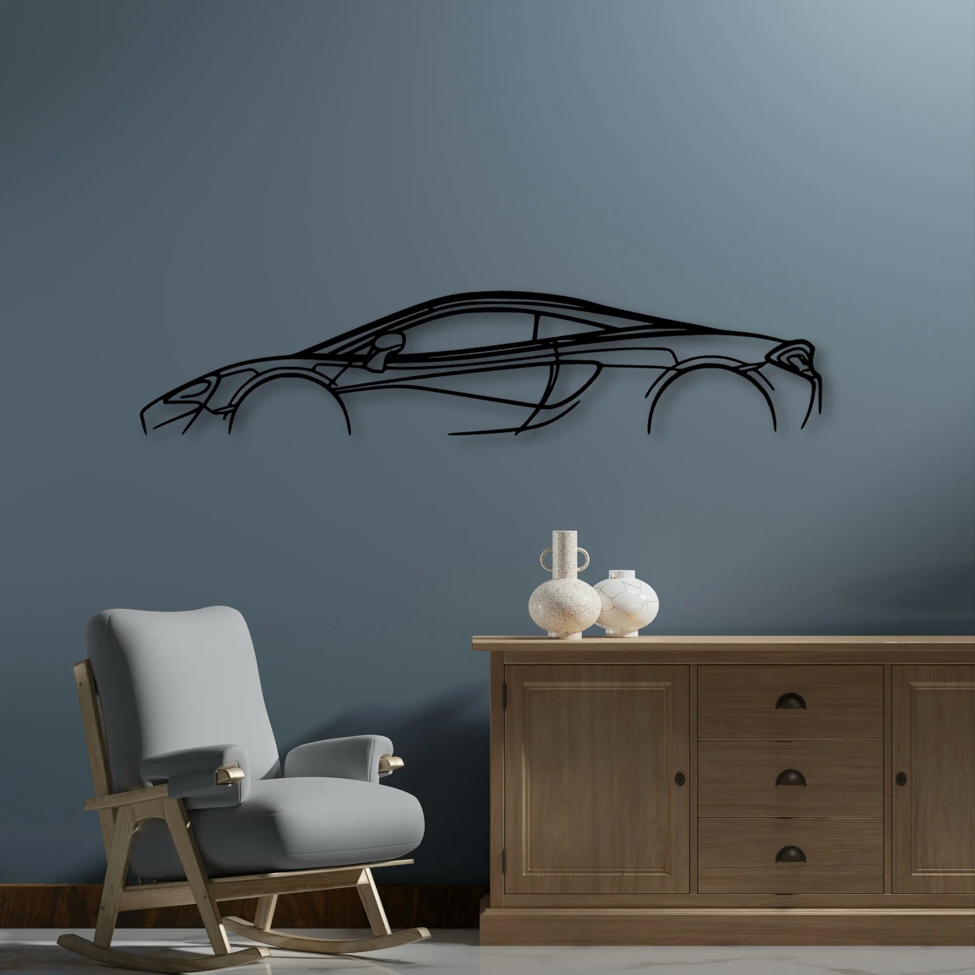570s Classic Silhouette Metal Wall Art - Automotive Garage Decor