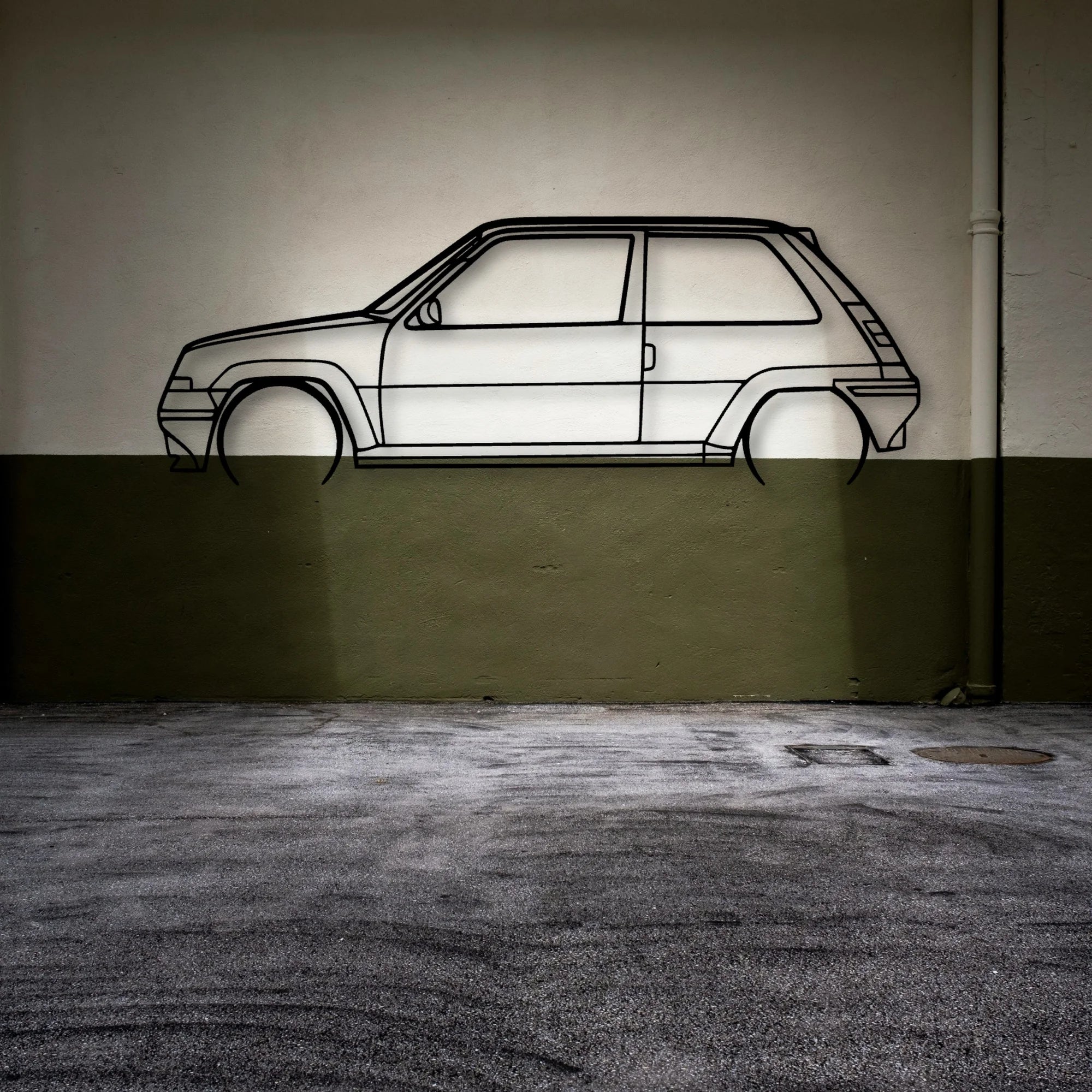 5 GT Turbo Classic Silhouette Metal Wall Art - Automotive Garage Decor