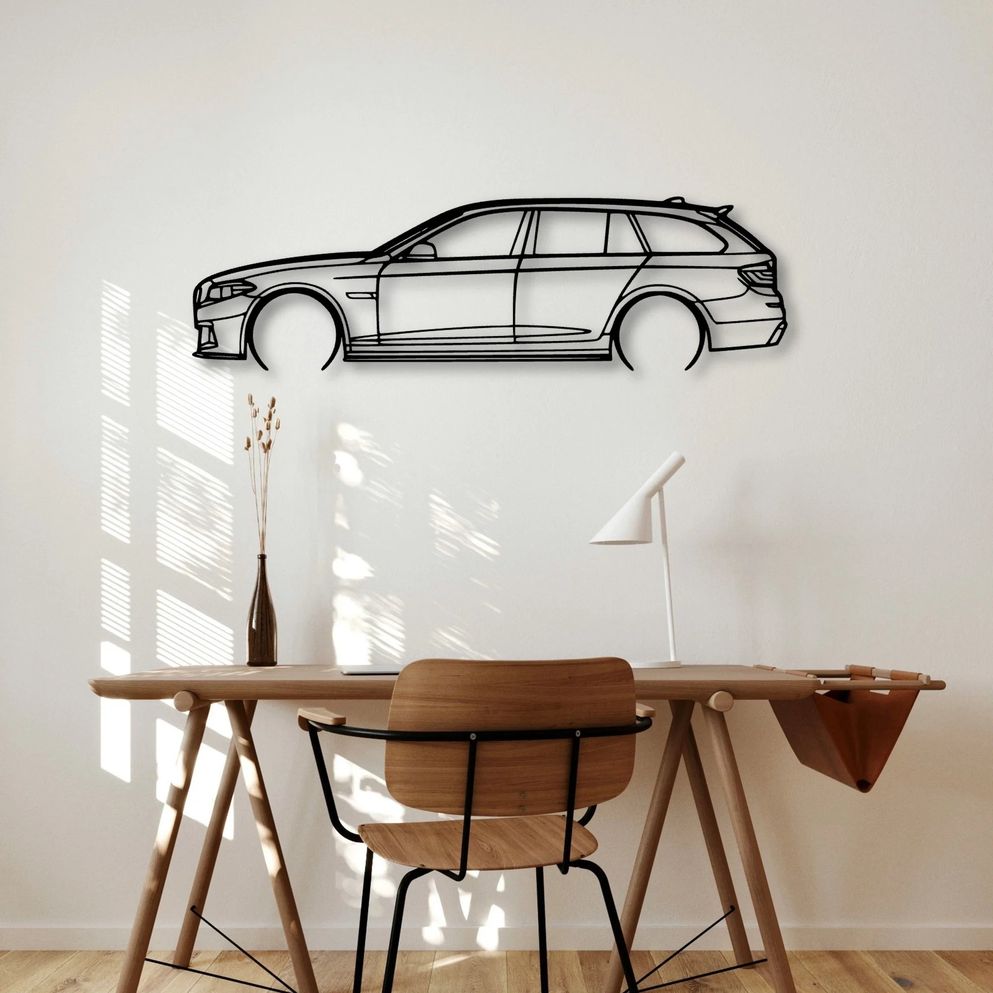 5 Series F11 2014 Classic Silhouette Metal Wall Art - Automotive Garage Decor