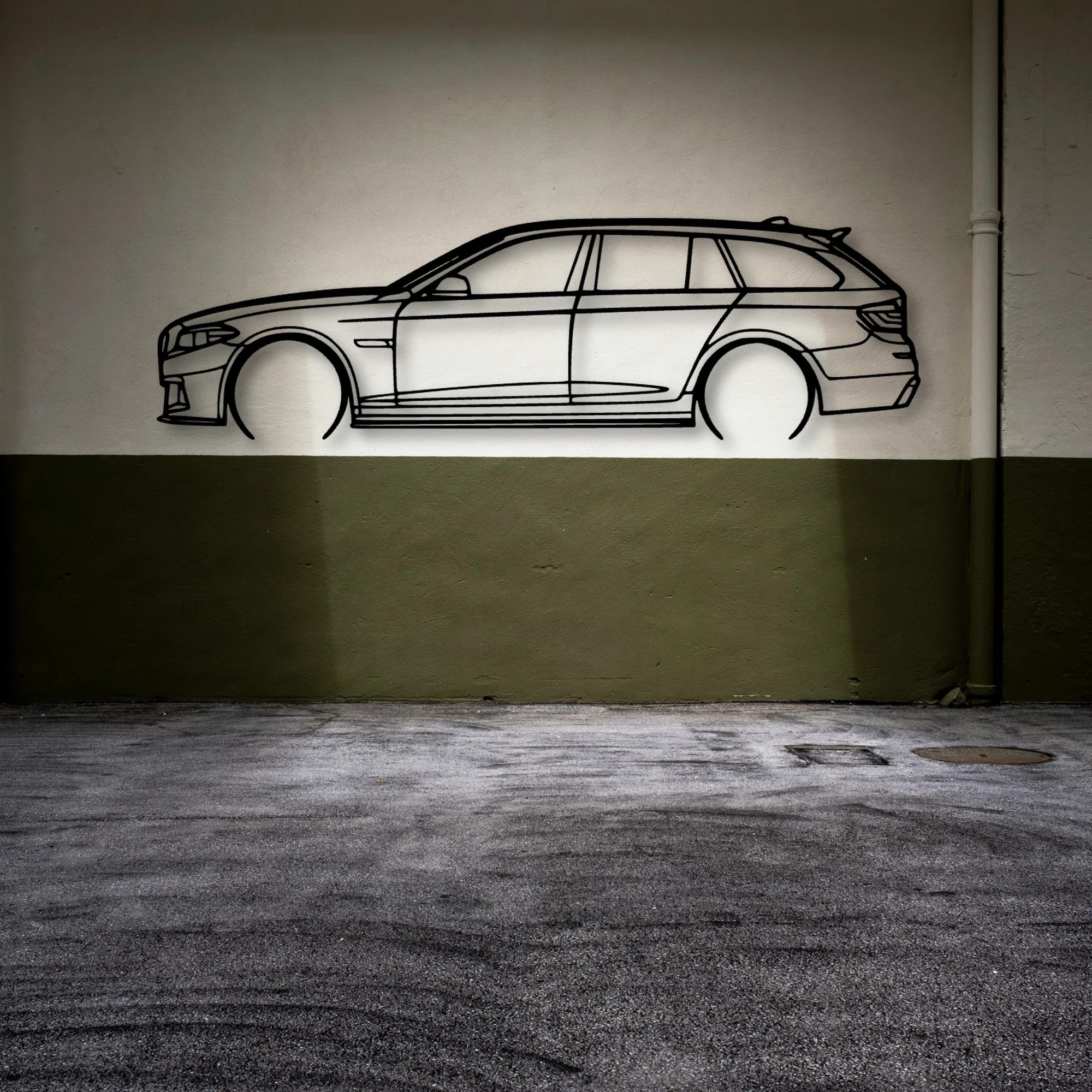 5 Series F11 2014 Classic Silhouette Metal Wall Art - Automotive Garage Decor