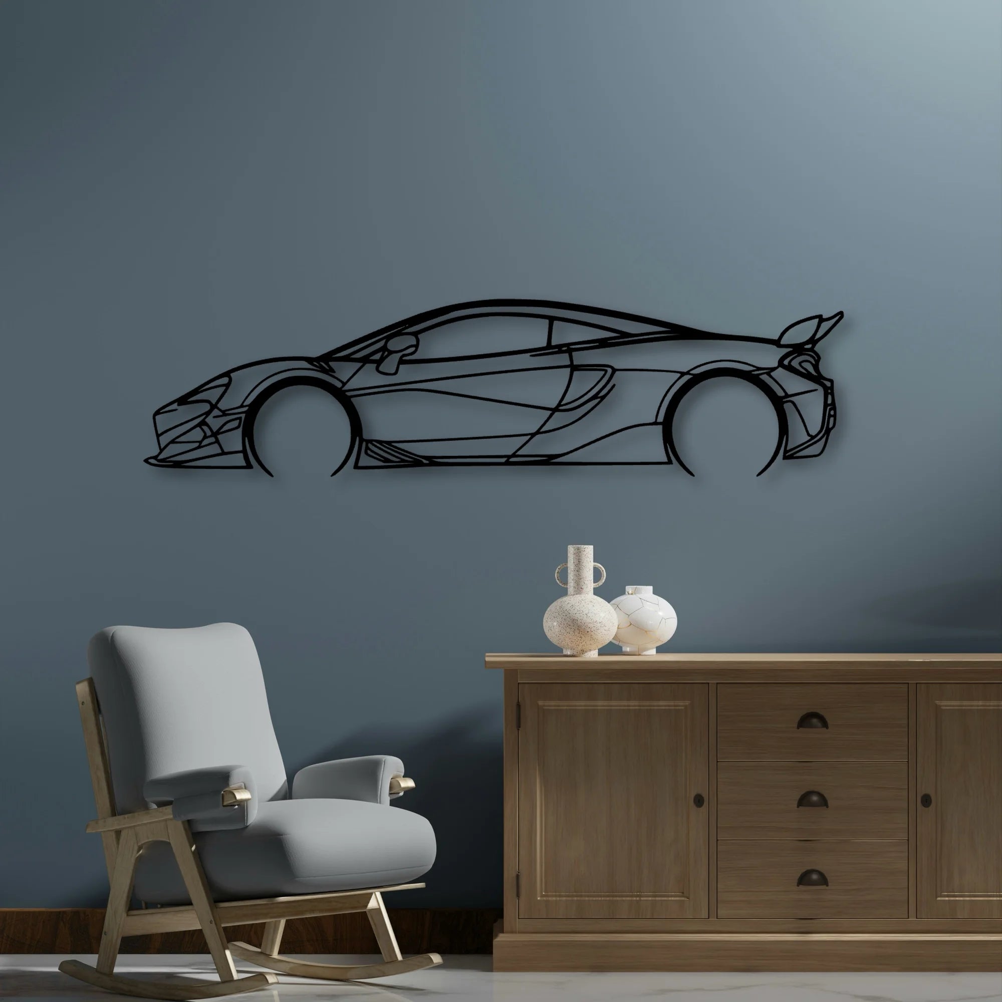 600LT 2019 Classic Silhouette Metal Wall Art - Automotive Garage Decor