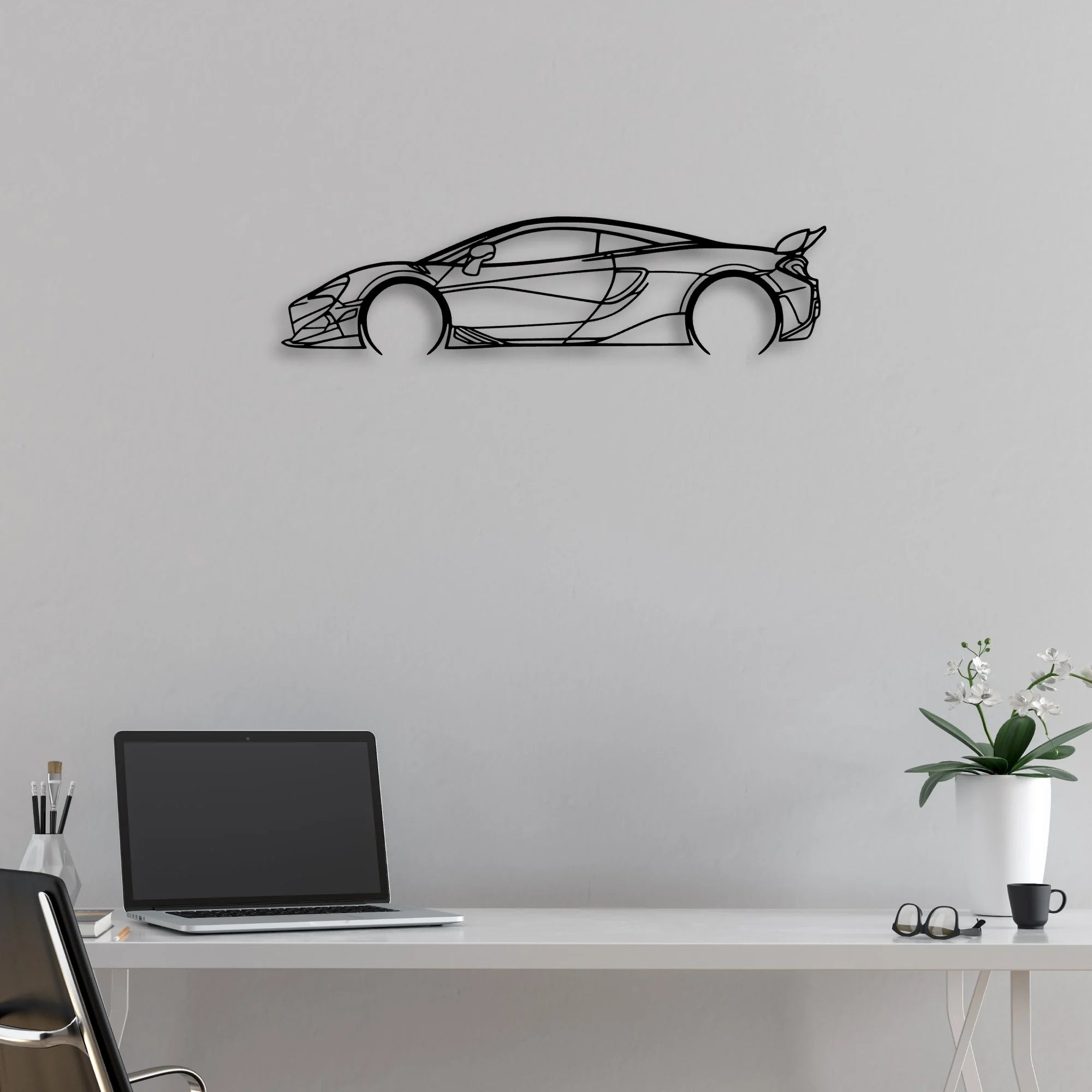 600LT 2019 Classic Silhouette Metal Wall Art - Automotive Garage Decor
