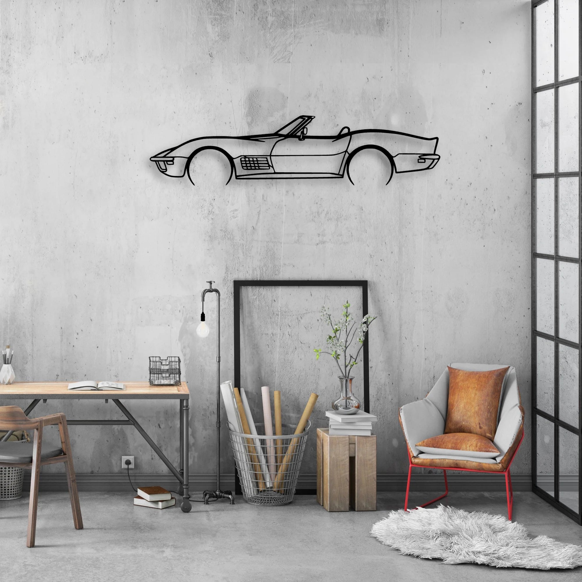 71 convertible Classic Silhouette Metal Wall Art - Automotive Garage Decor