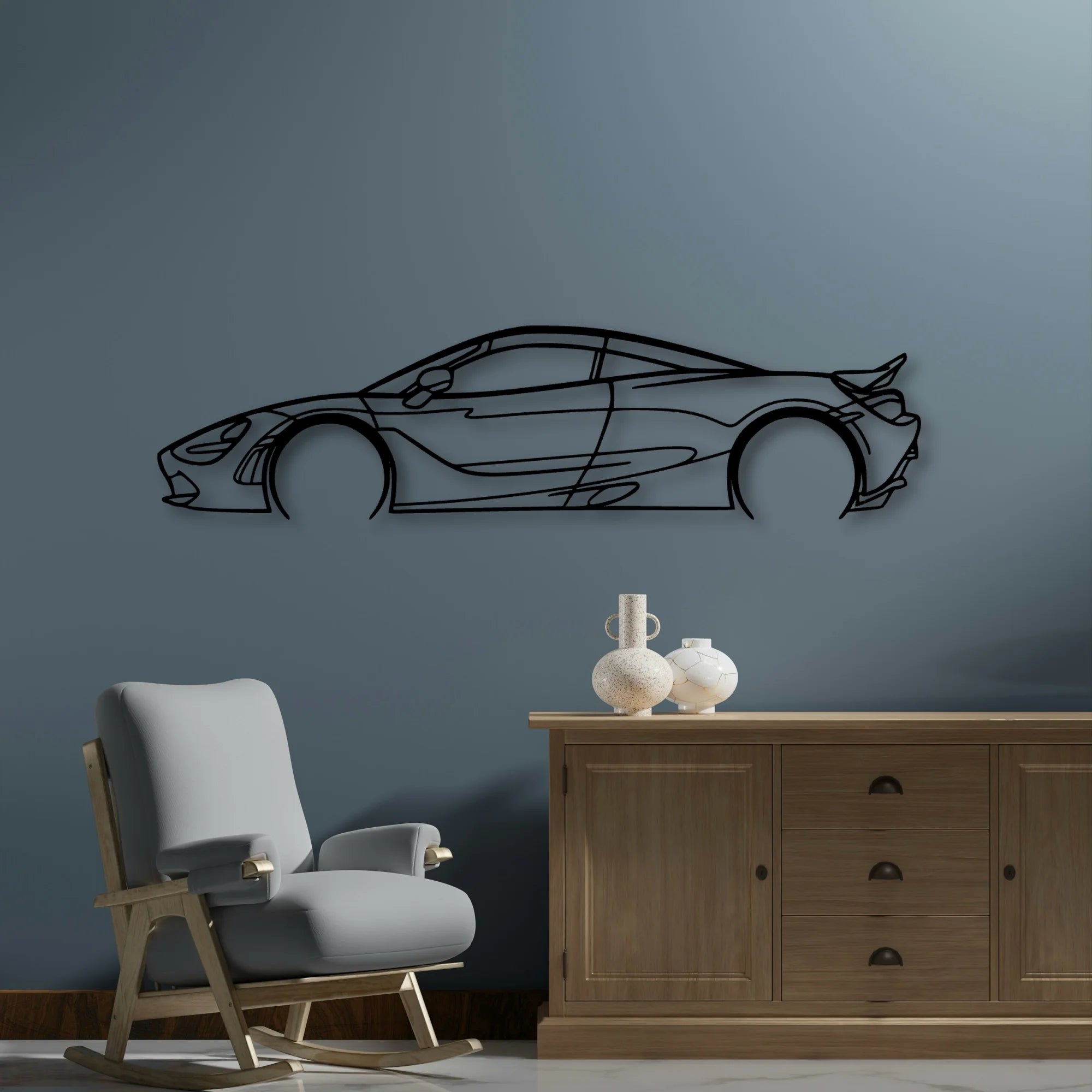 720s Classic Silhouette Metal Wall Art - Automotive Garage Decor