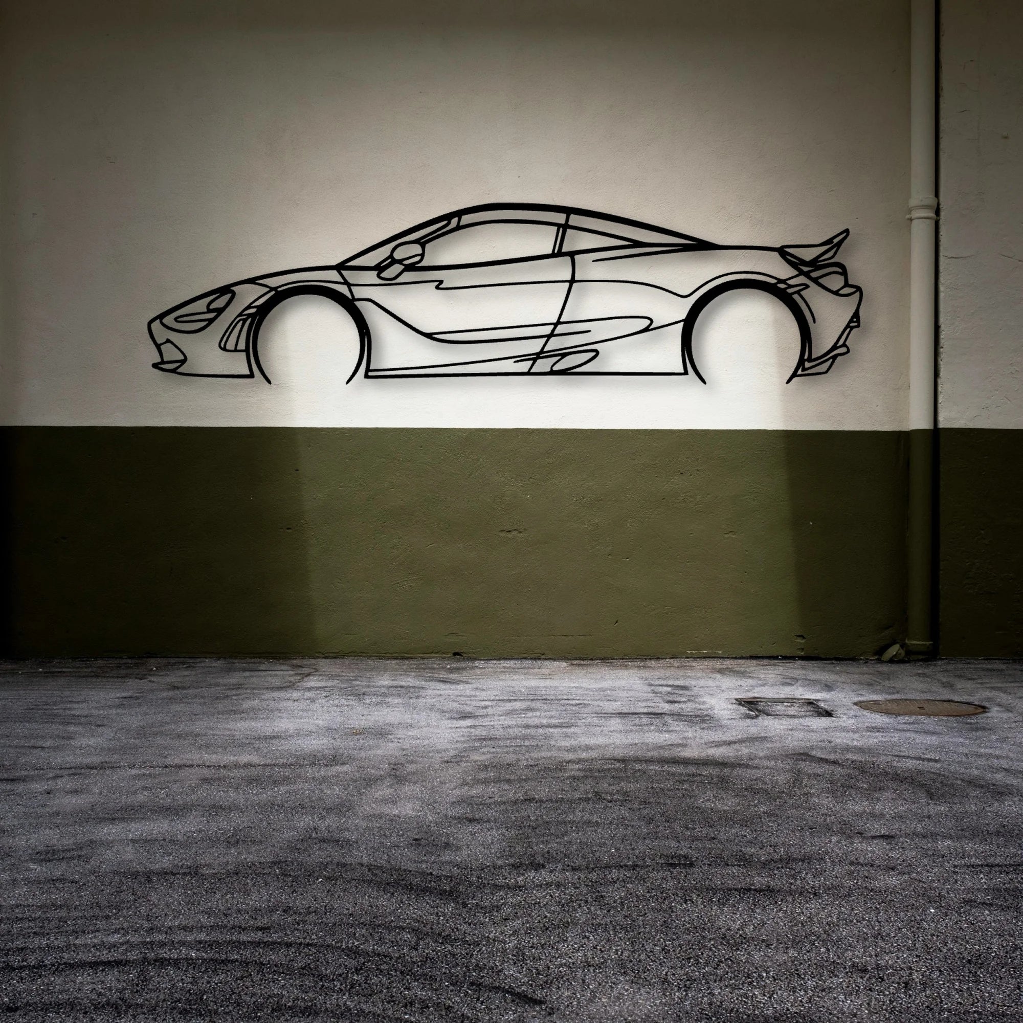 720s Classic Silhouette Metal Wall Art - Automotive Garage Decor