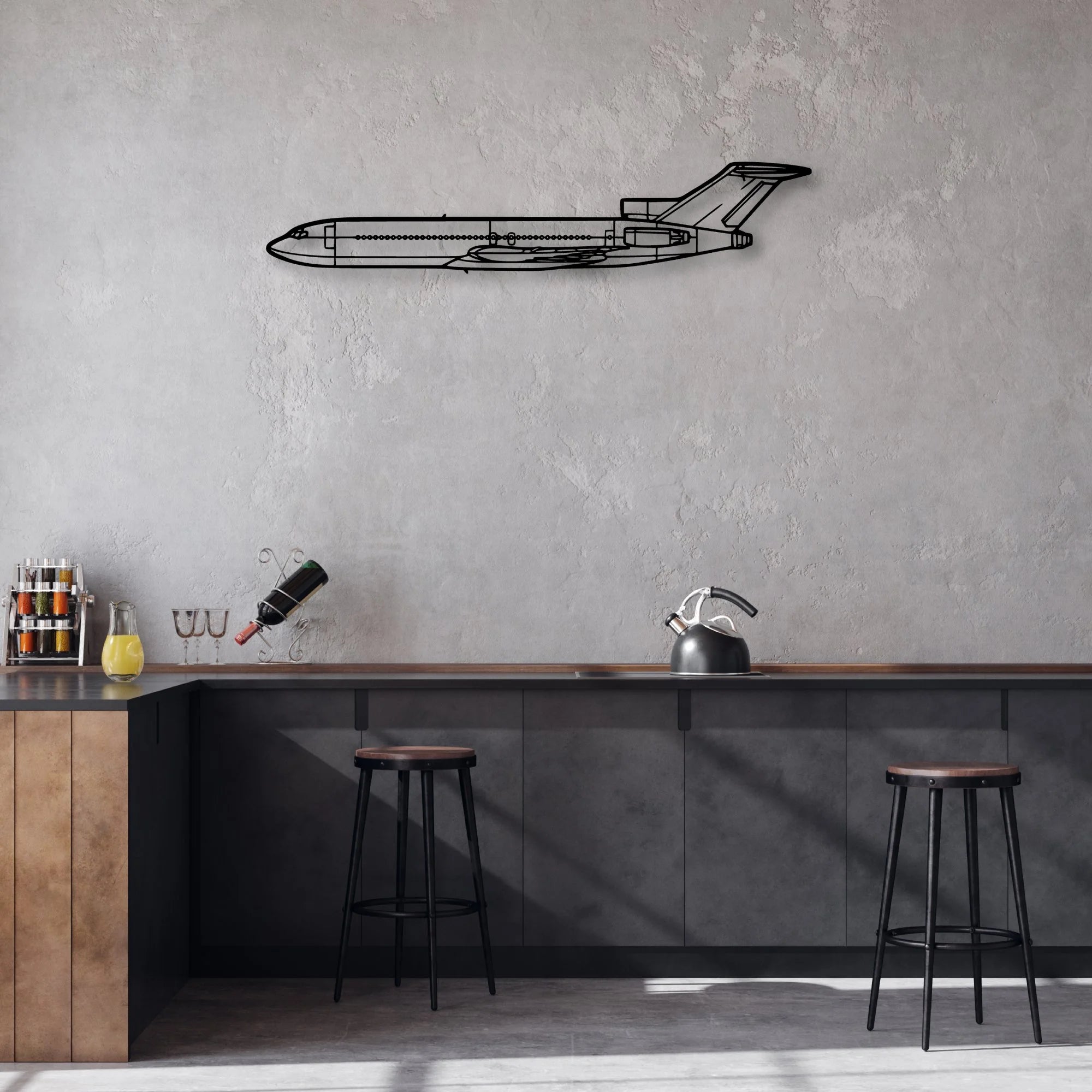 727 Classic Aircraft Silhouette Metal Wall Art - Aviation Hangar Decor