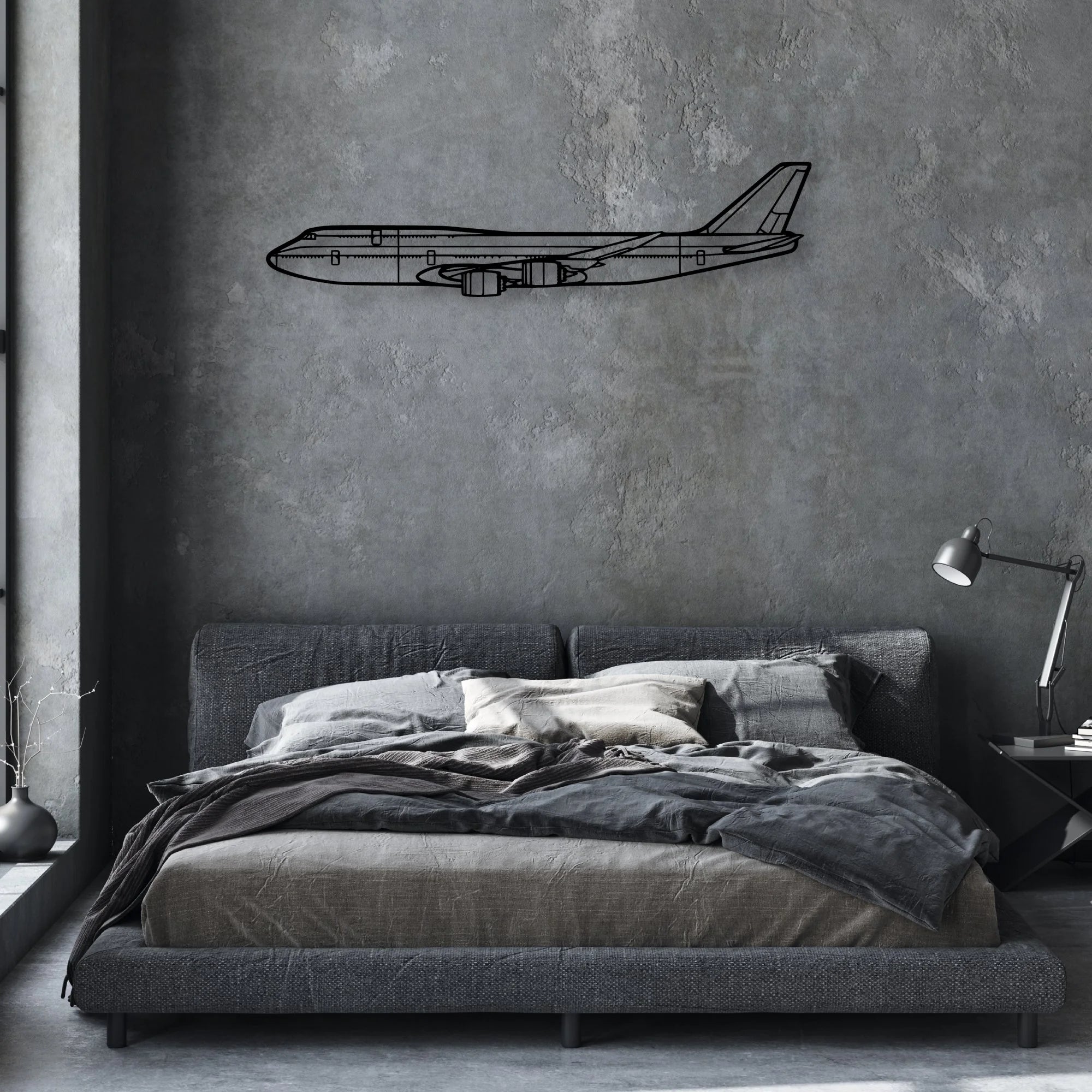 747 400F Classic Aircraft Silhouette Metal Wall Art - Aviation Hangar Decor