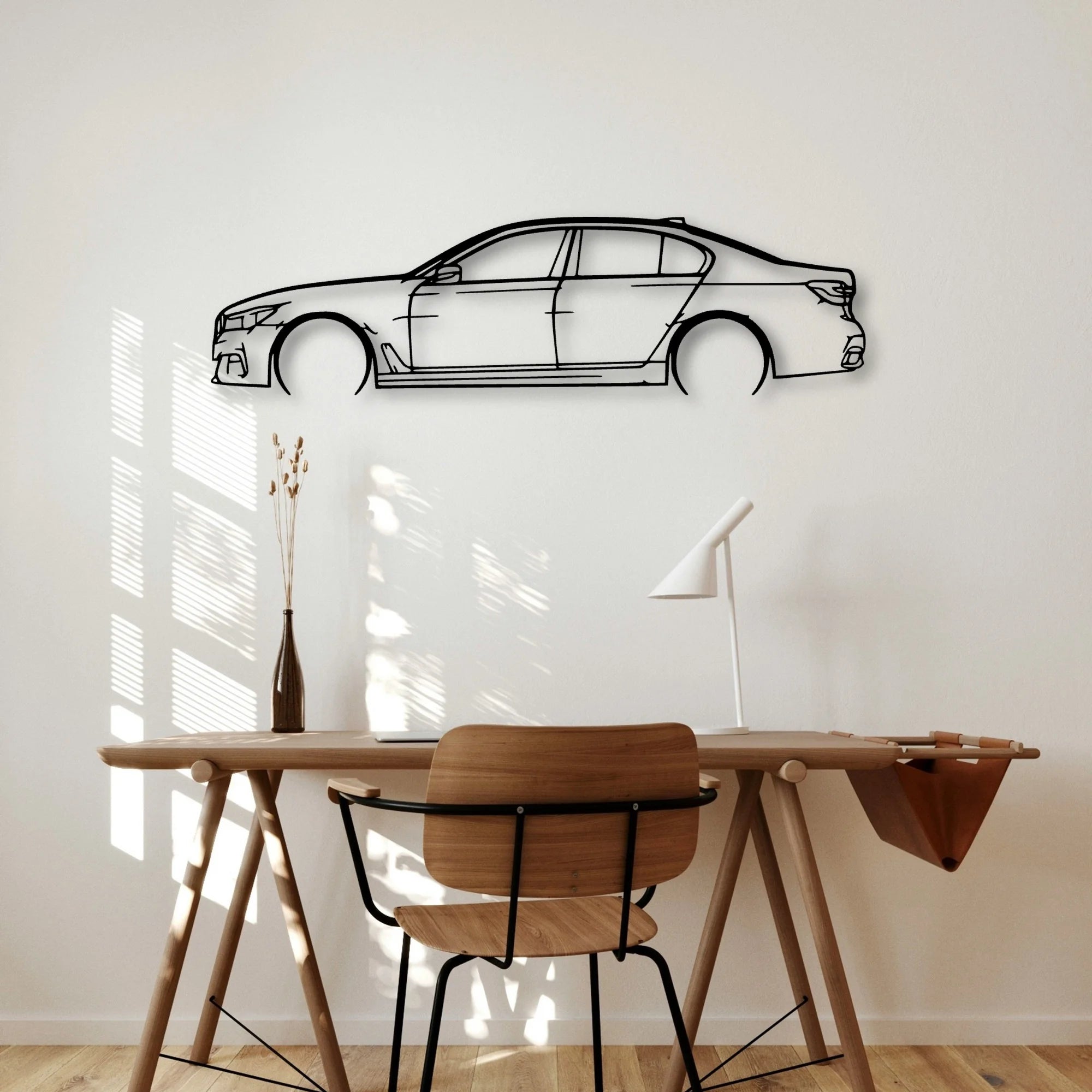 750i G12 2 Classic Silhouette Metal Wall Art - Automotive Garage Decor