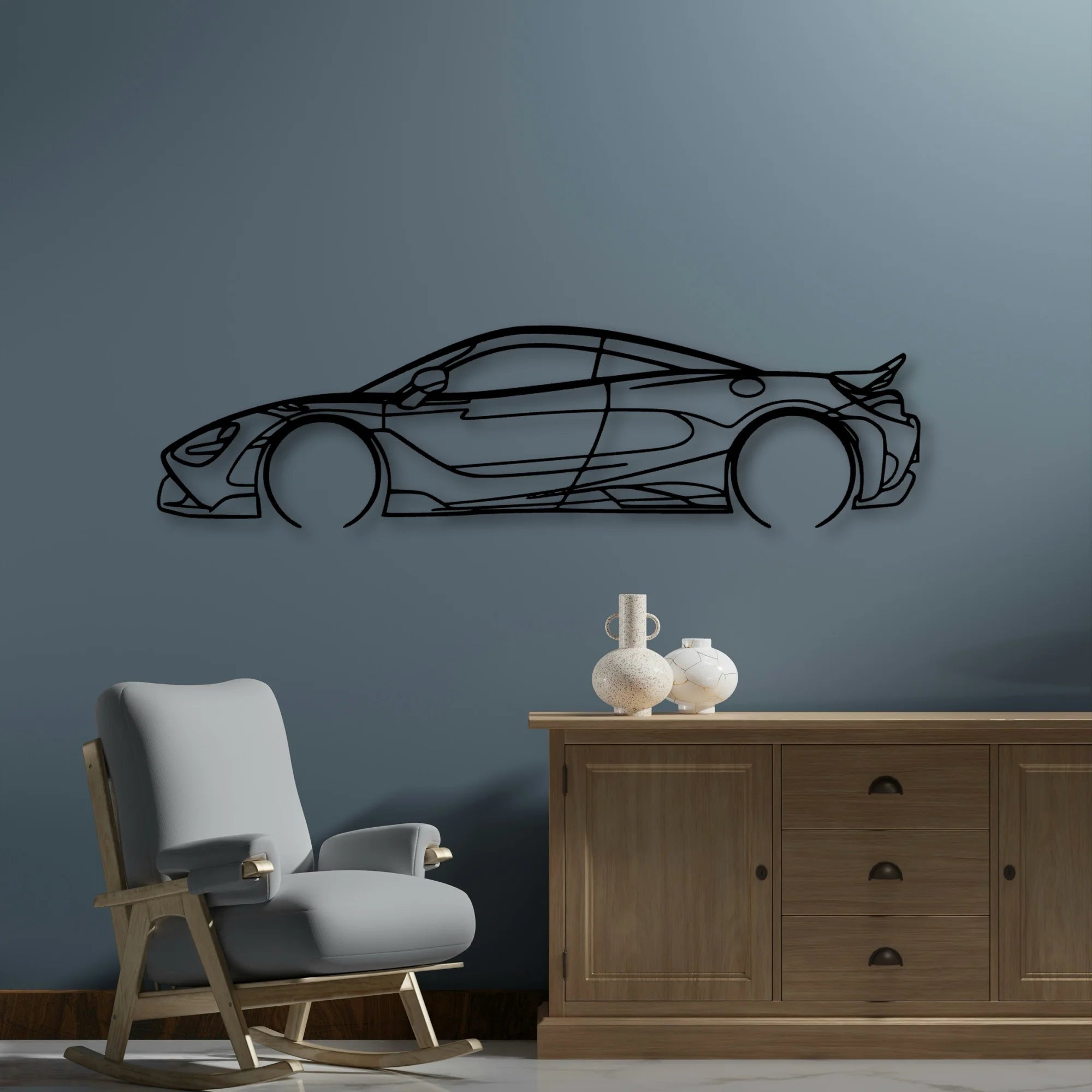 765LT Coupe Classic Silhouette Metal Wall Art - Automotive Garage Decor
