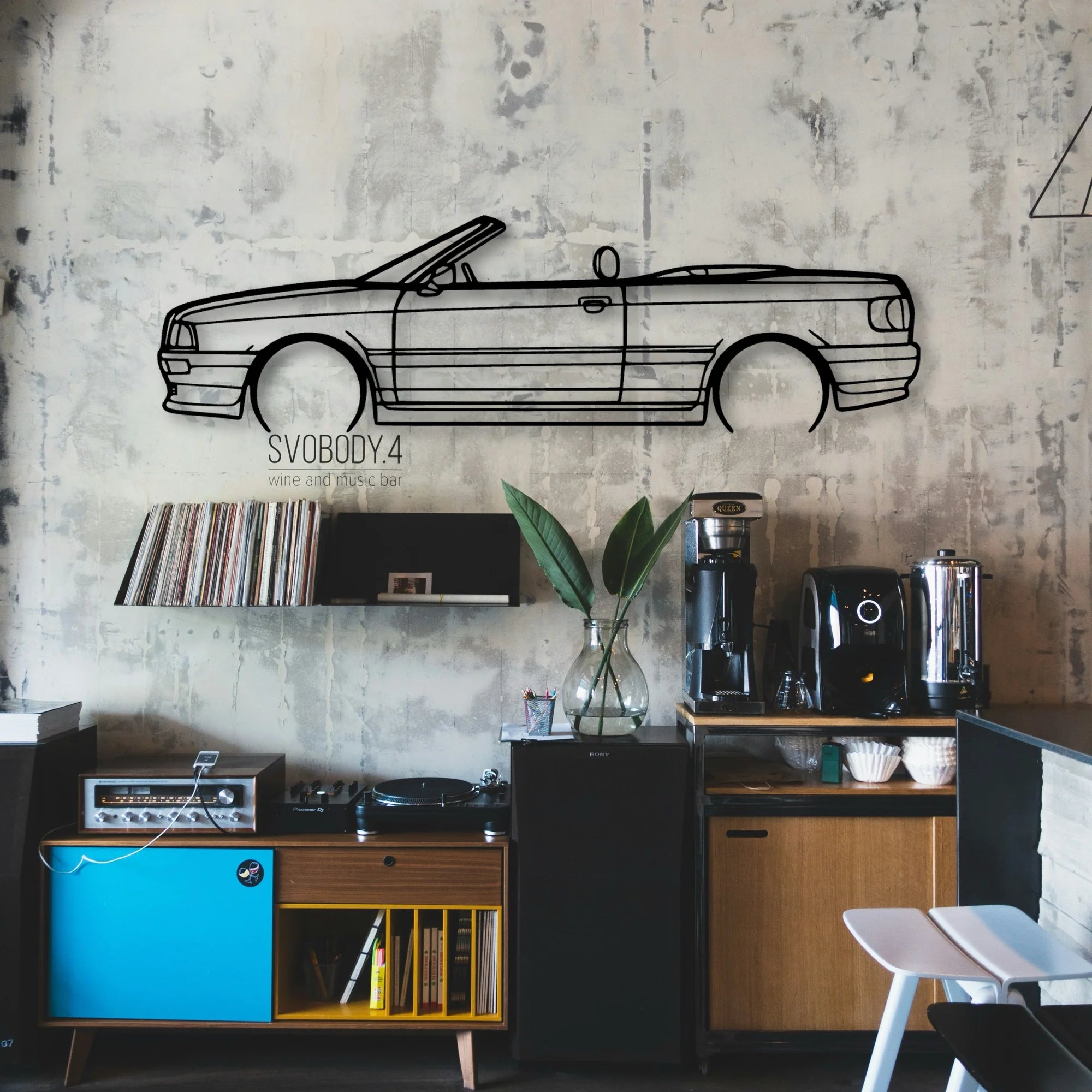80 Convertible 1998 Classic Silhouette Metal Wall Art - Automotive Garage Decor