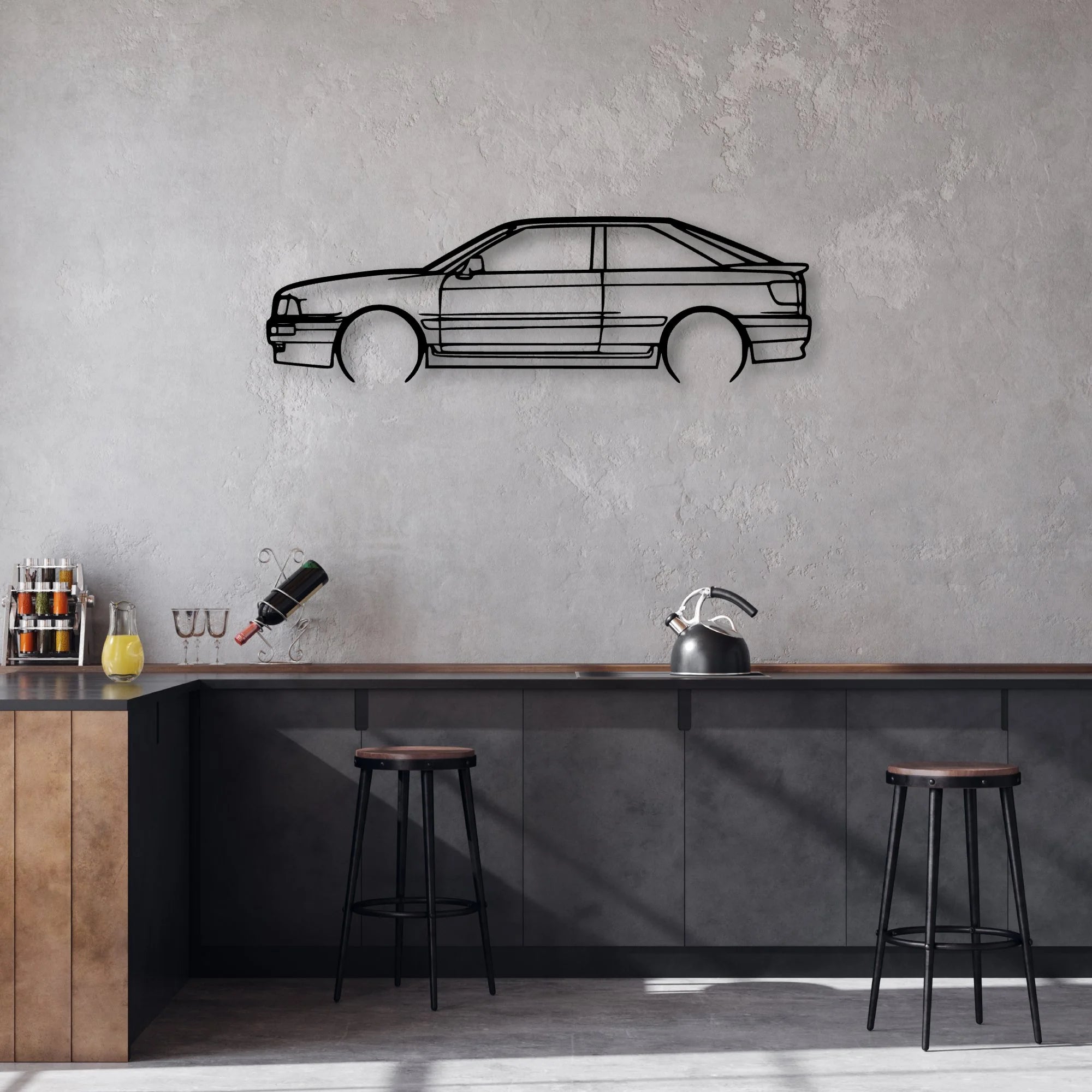 80 S2 1992 Classic Silhouette Metal Wall Art - Automotive Garage Decor