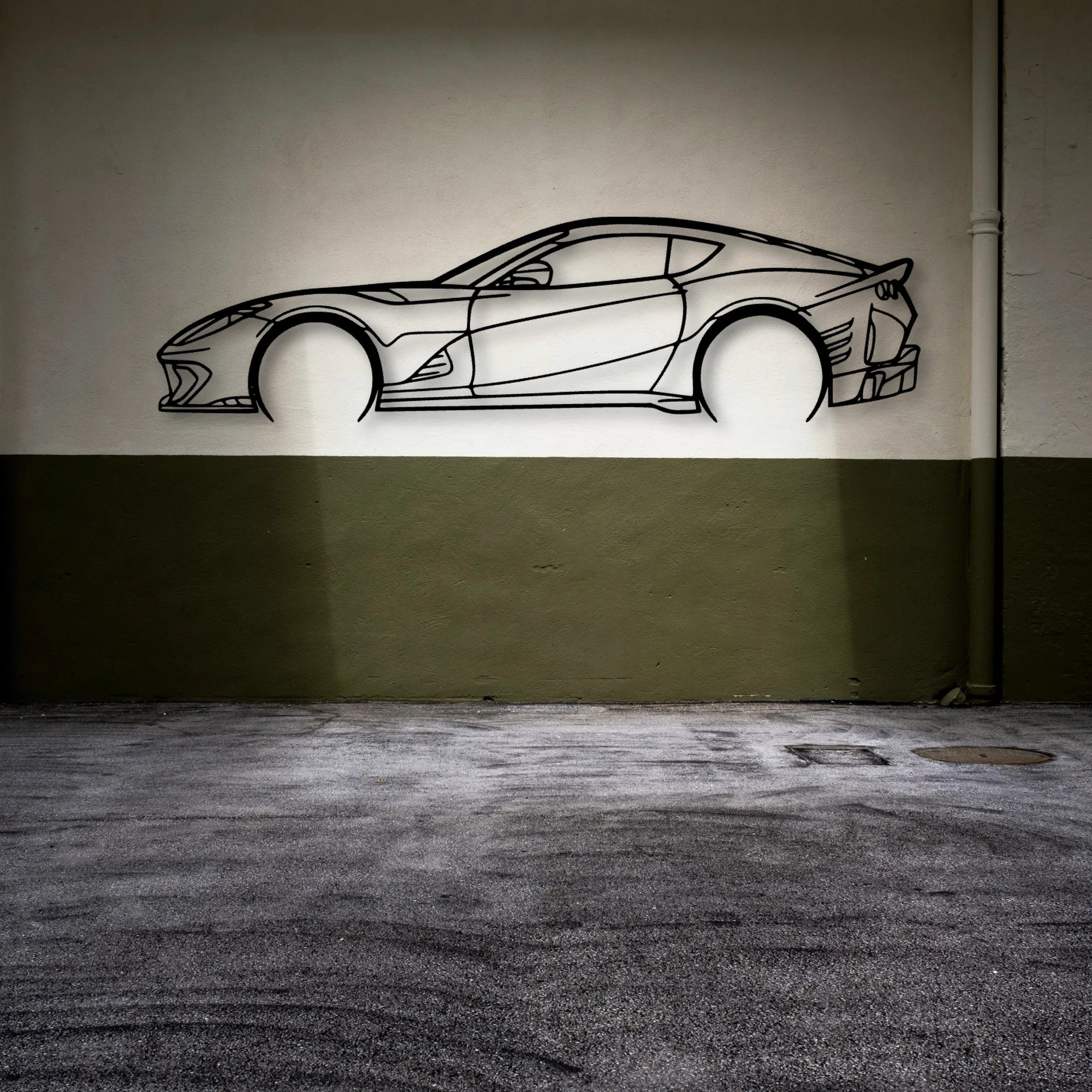 812 F12 Classic Silhouette Metal Wall Art - Automotive Garage Decor