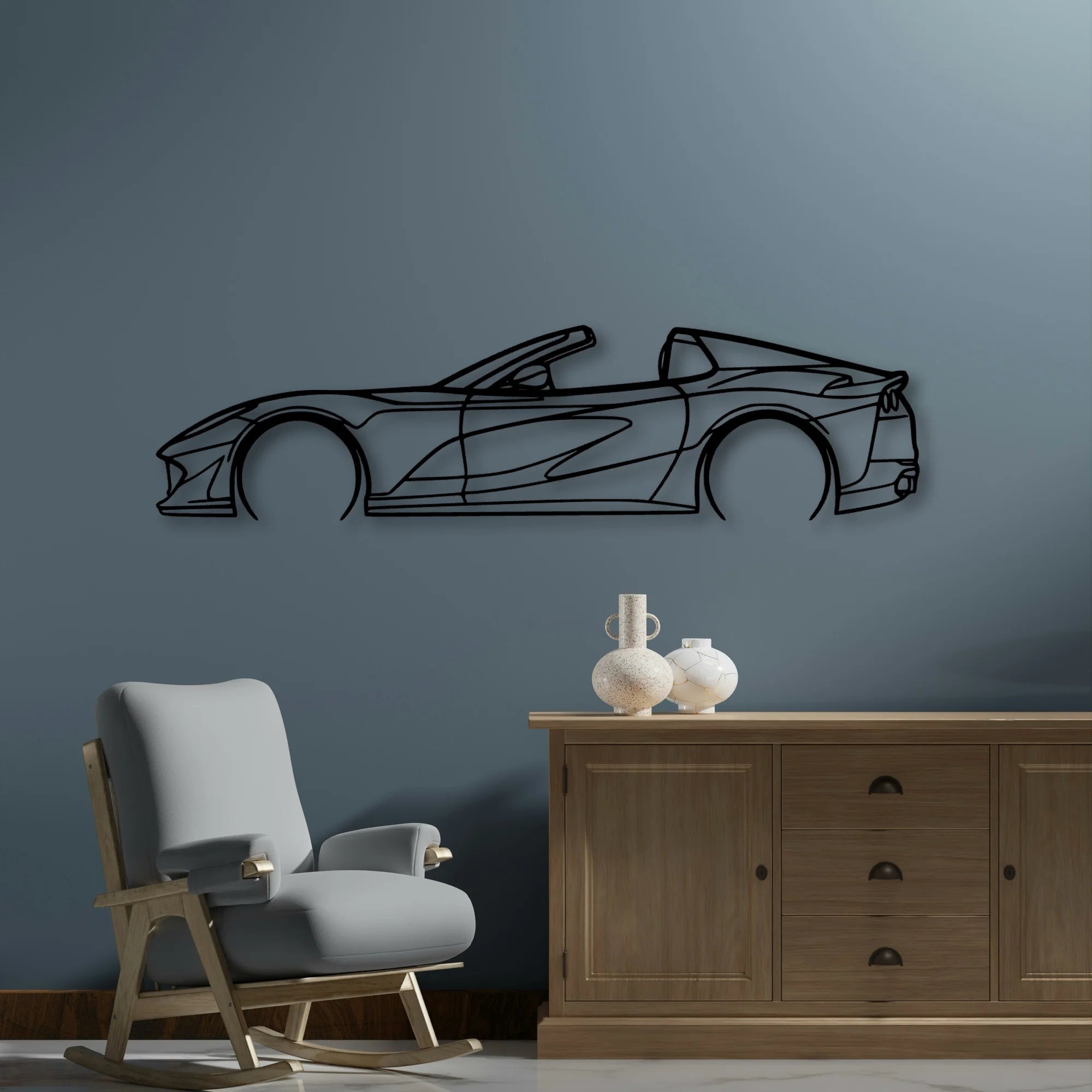 812 GTS 2 Classic Silhouette Metal Wall Art - Automotive Garage Decor