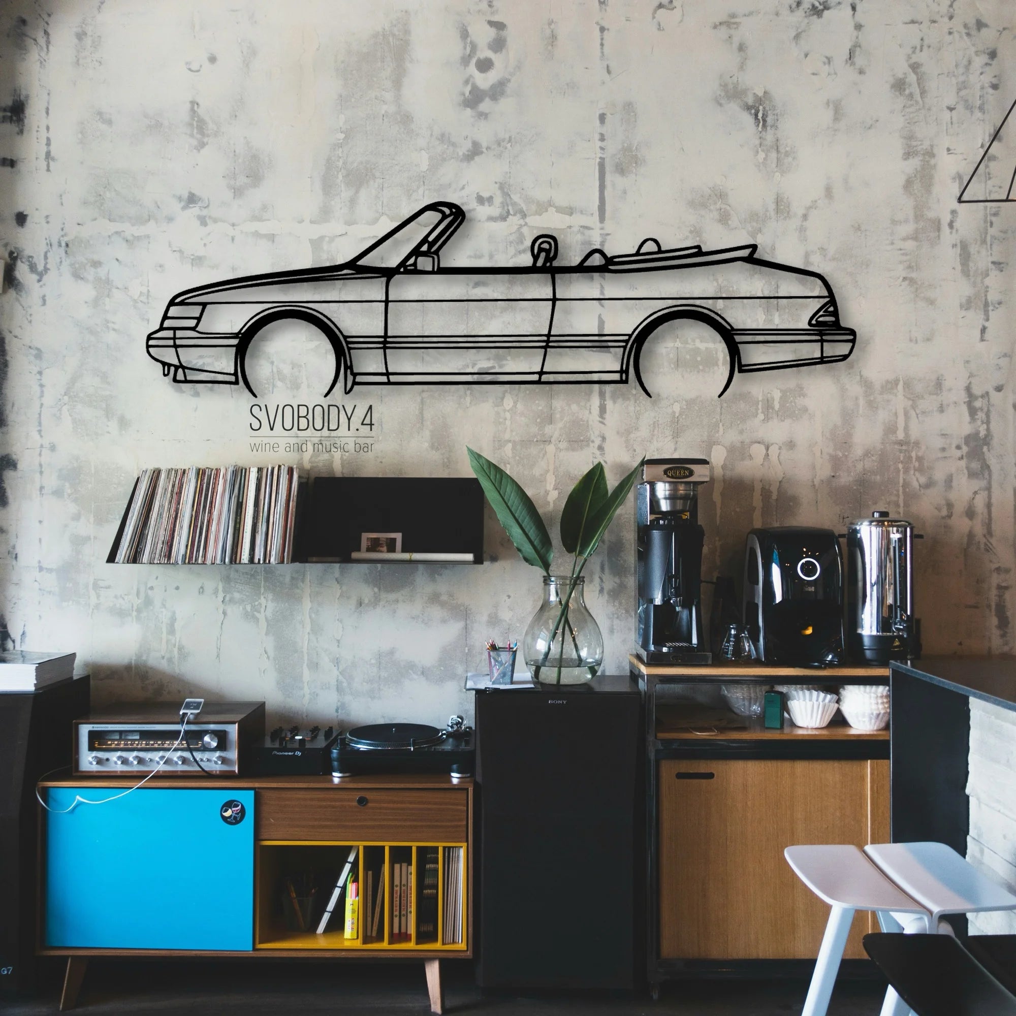 900 Convertible 1990 Classic Silhouette Metal Wall Art - Automotive Garage Decor