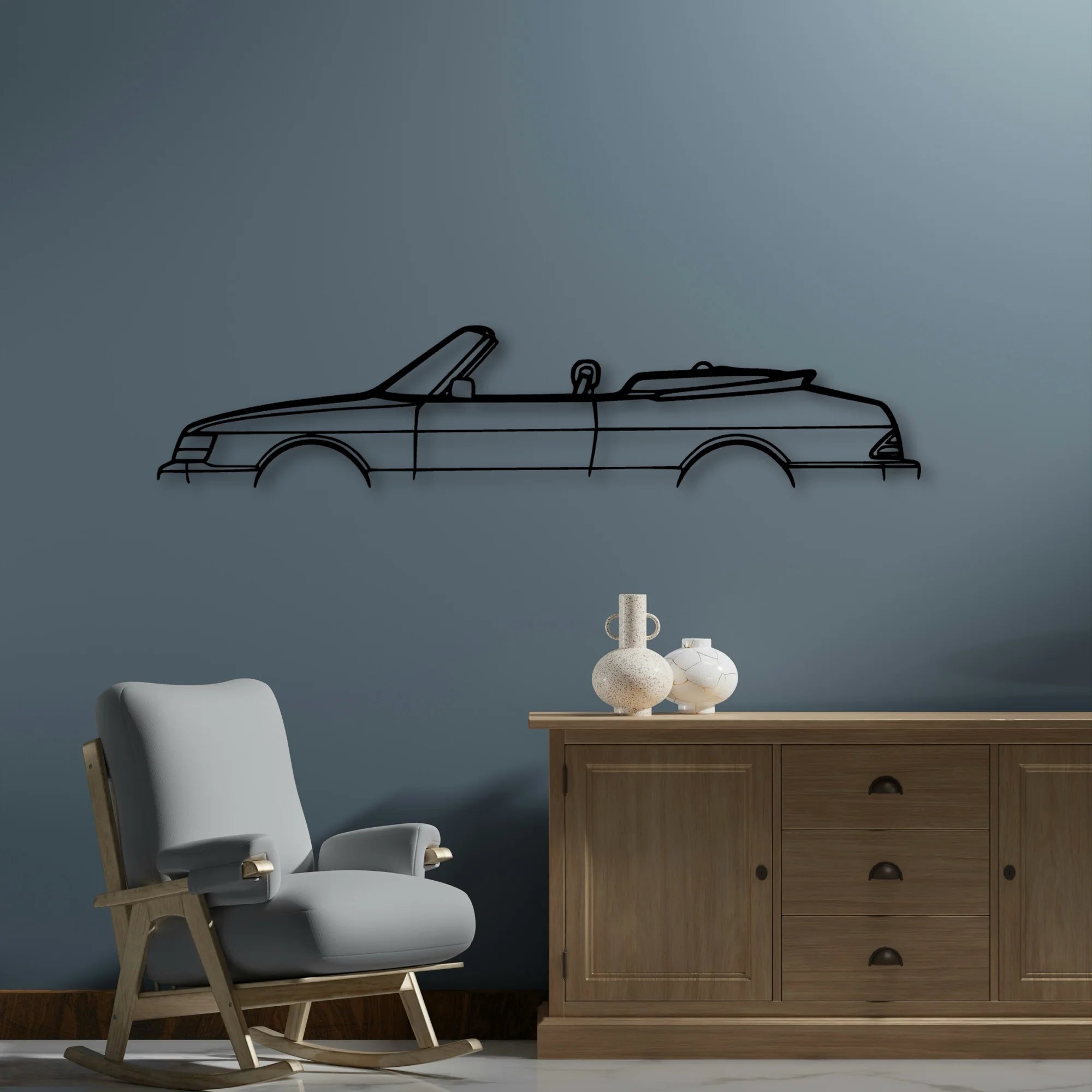 900i Saab 1991 Classic Silhouette Metal Wall Art - Automotive Garage Decor