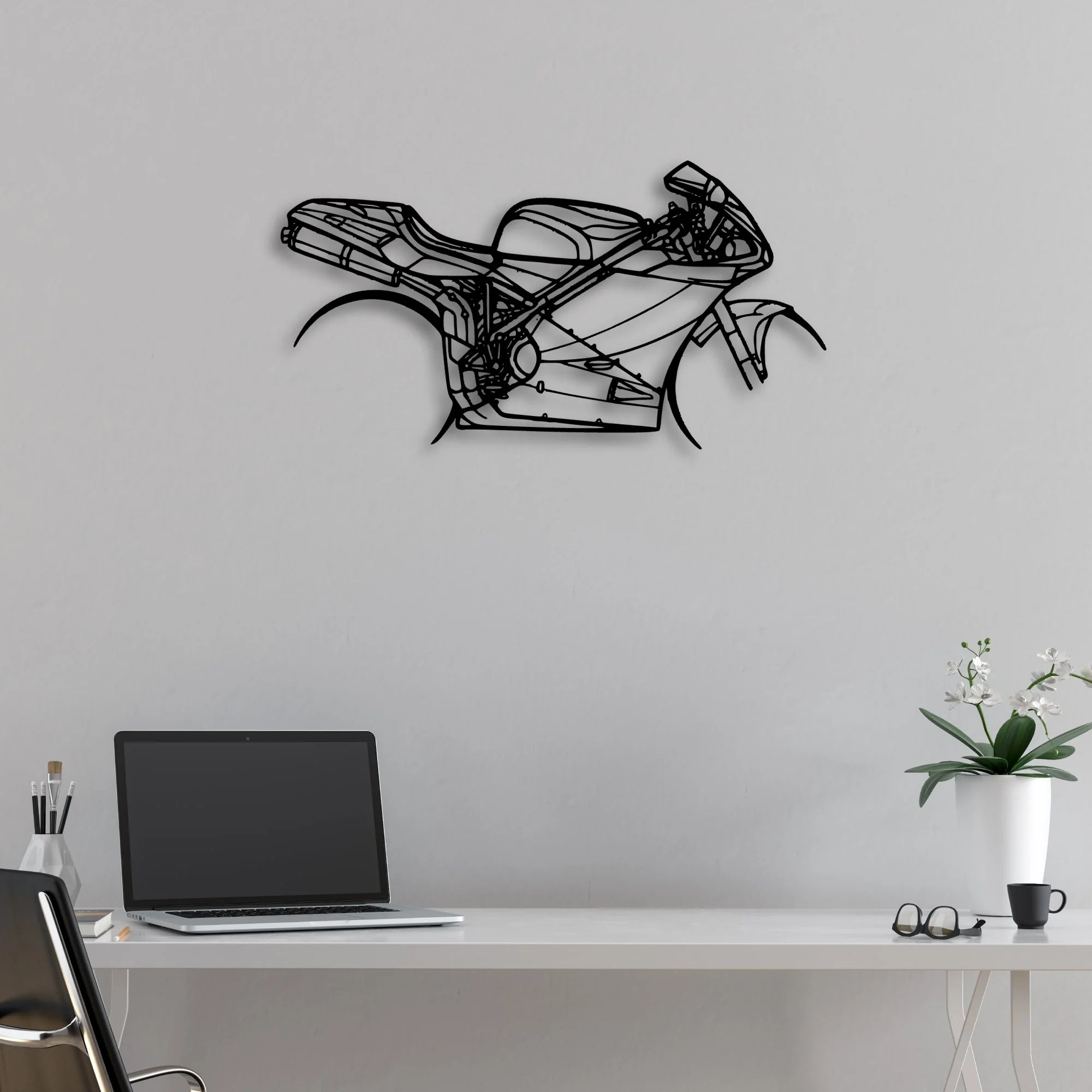 996S 2001 Classic Motorcycle Silhouette Metal Wall Art - Moto Garage Decor
