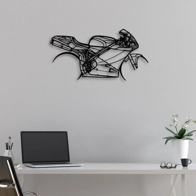 996S 2001 Classic Motorcycle Silhouette Metal Wall Art - Moto Garage Decor