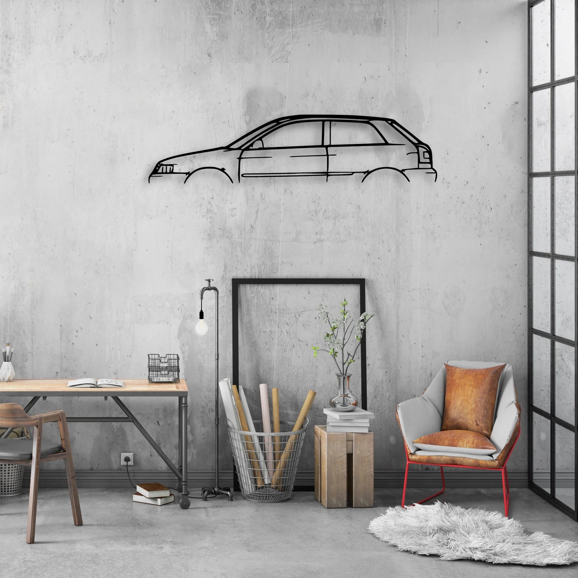 A3 S3 2000 Classic Silhouette Metal Wall Art - Automotive Garage Decor
