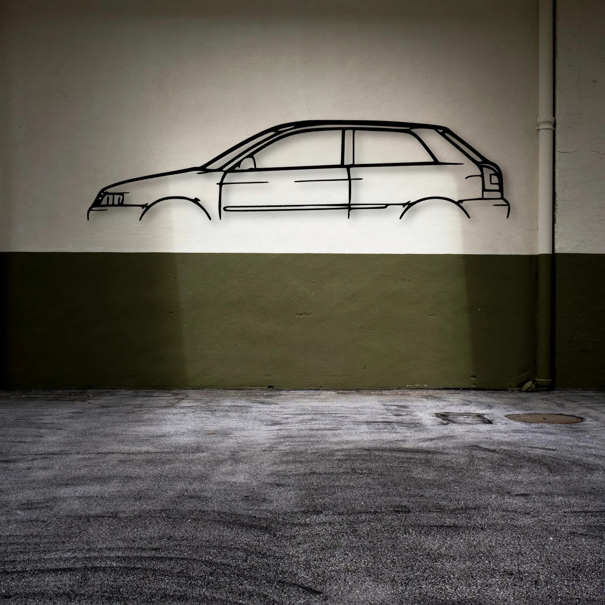 A3 S3 2000 Classic Silhouette Metal Wall Art - Automotive Garage Decor